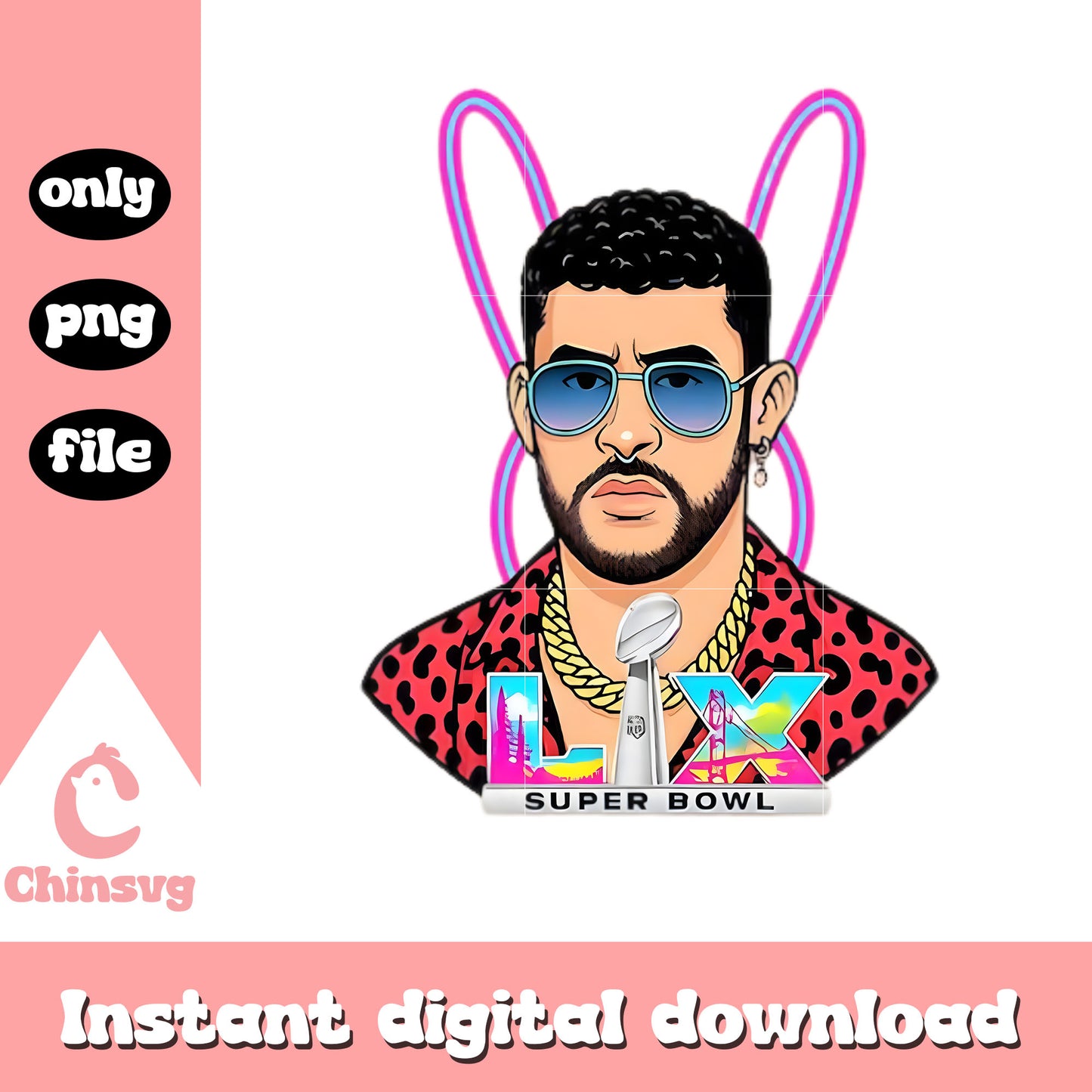 Bad bunny face lix super bowl png, who is bad bunny png