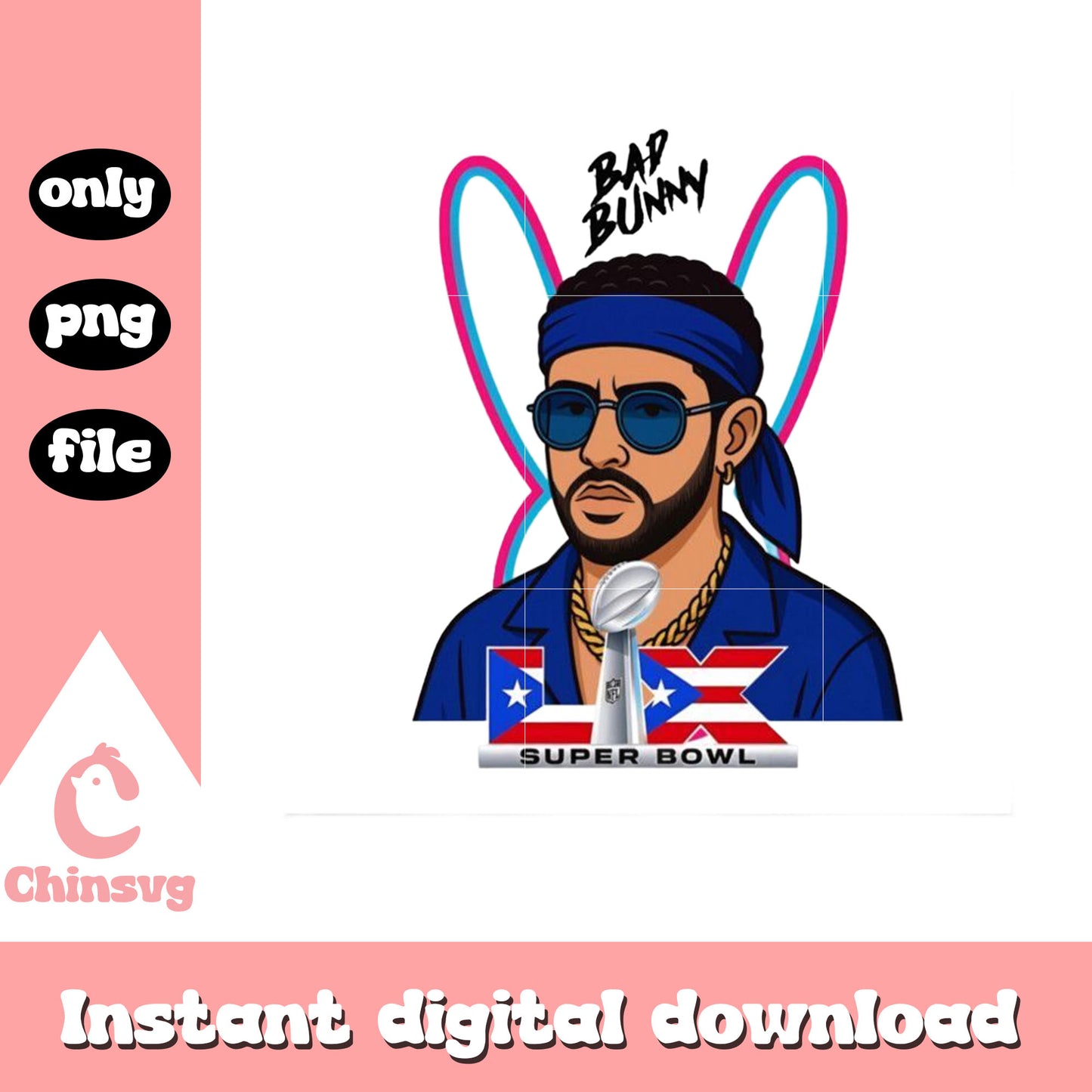 Bad bunny super bowl LX png, nfl bad bunny png, benito bowl png