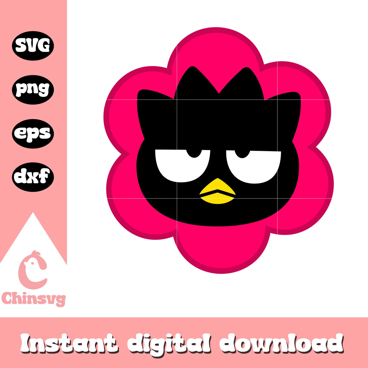 Badtz maru face flower design svg, sanrio characters badtz maru svg