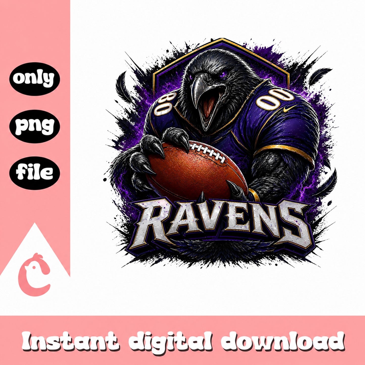 Baltimore Ravens Football PNG, Ravens Mascot PNG, NFL Football PNG