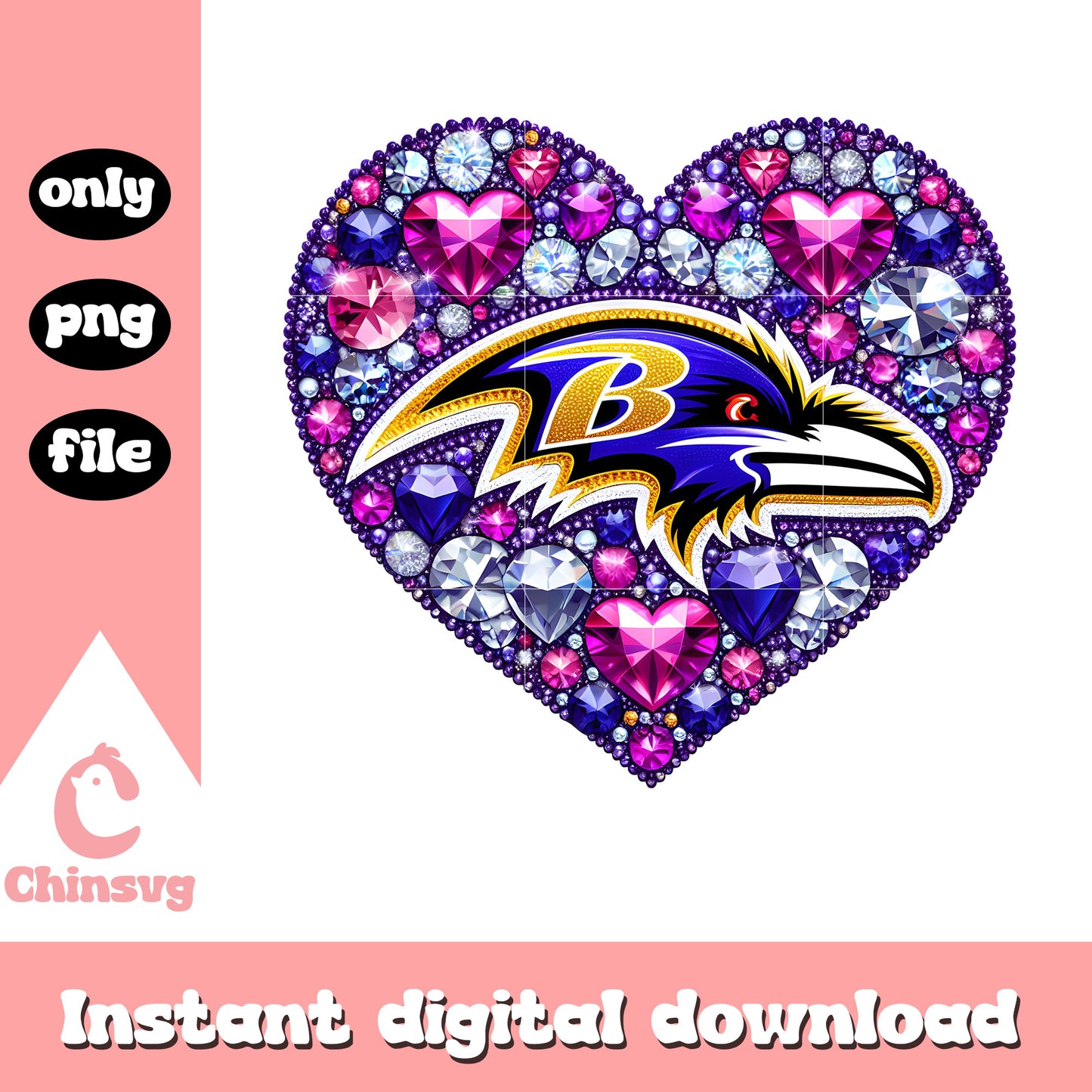 Baltimore ravens diamon heart png, ravens football png