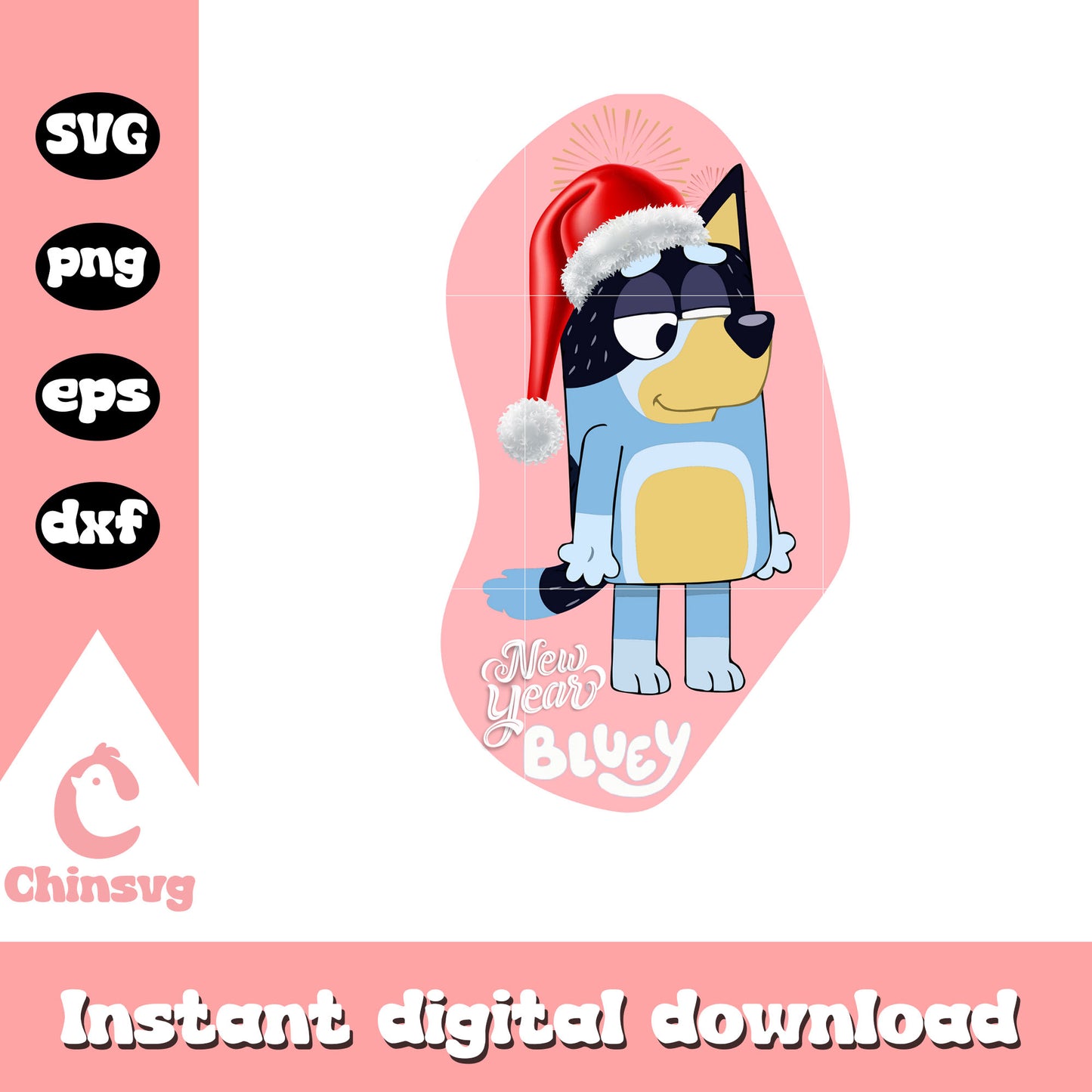 Bandit heeler santa hat new year christmas svg, bandit heeler svg