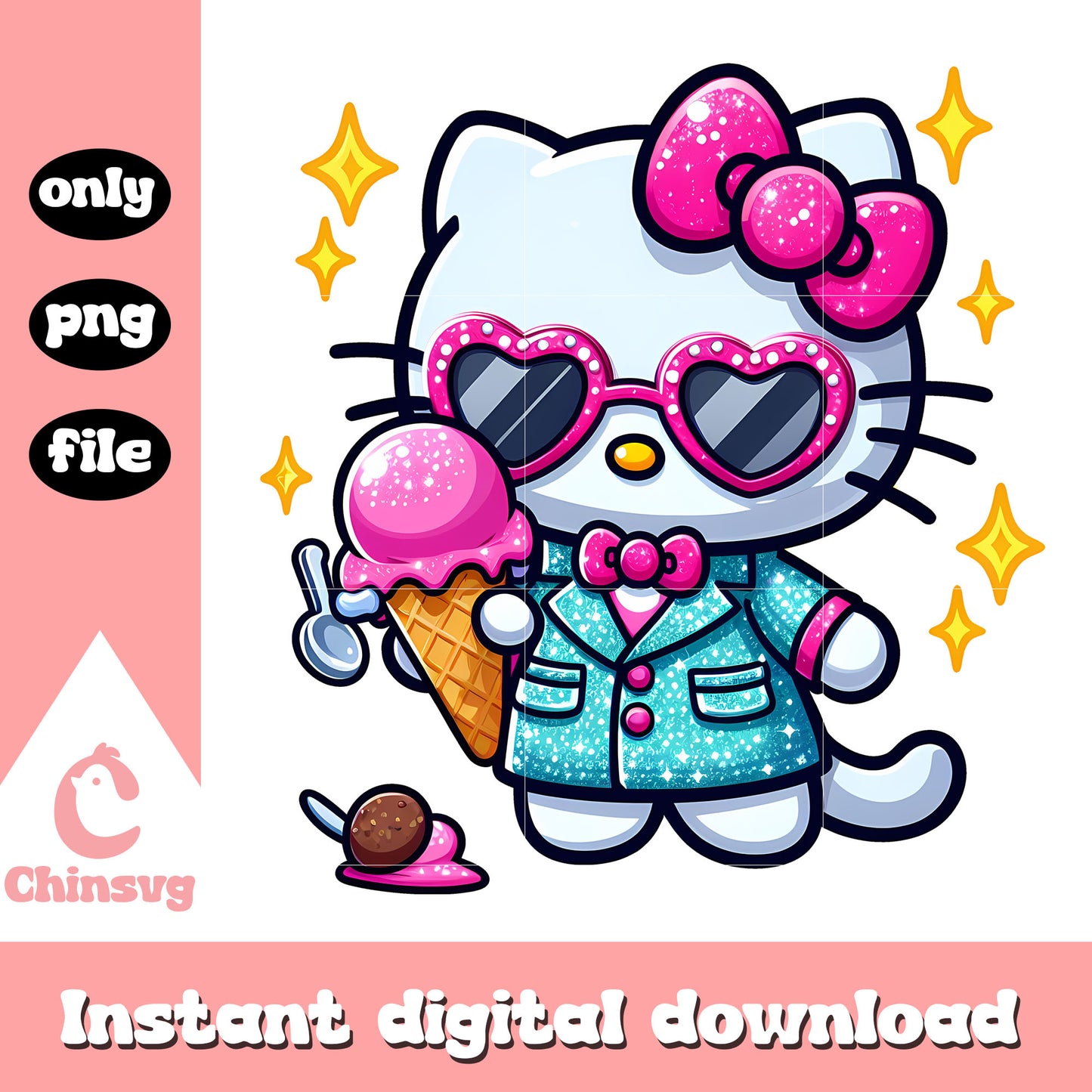 Barbie hello kitty ice cream png, valentines png, ice cream png