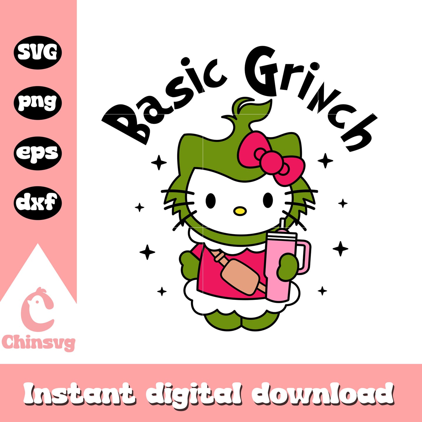 Basic grinch hello kitty christmas svg, hello kitty grinch svg