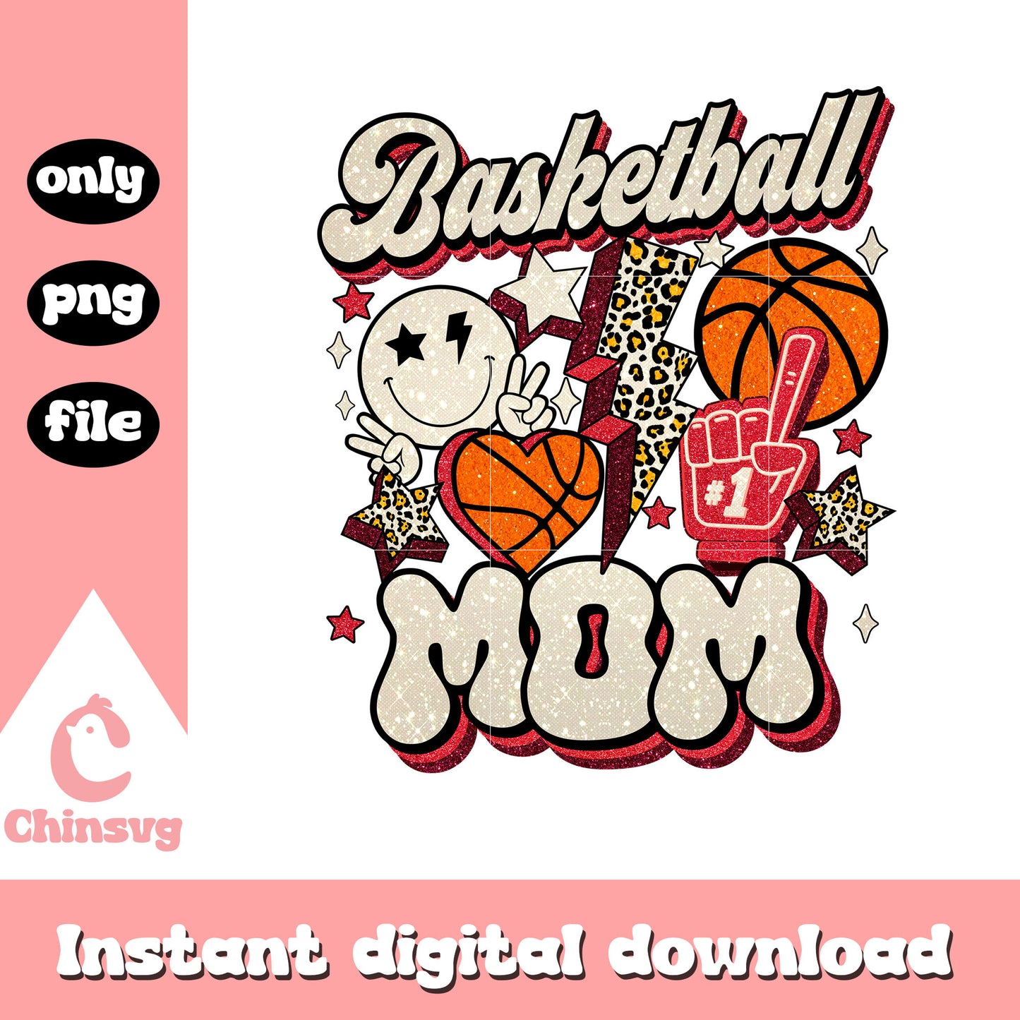 Basketball mom groovy disco ball png, disco ball png, mom png