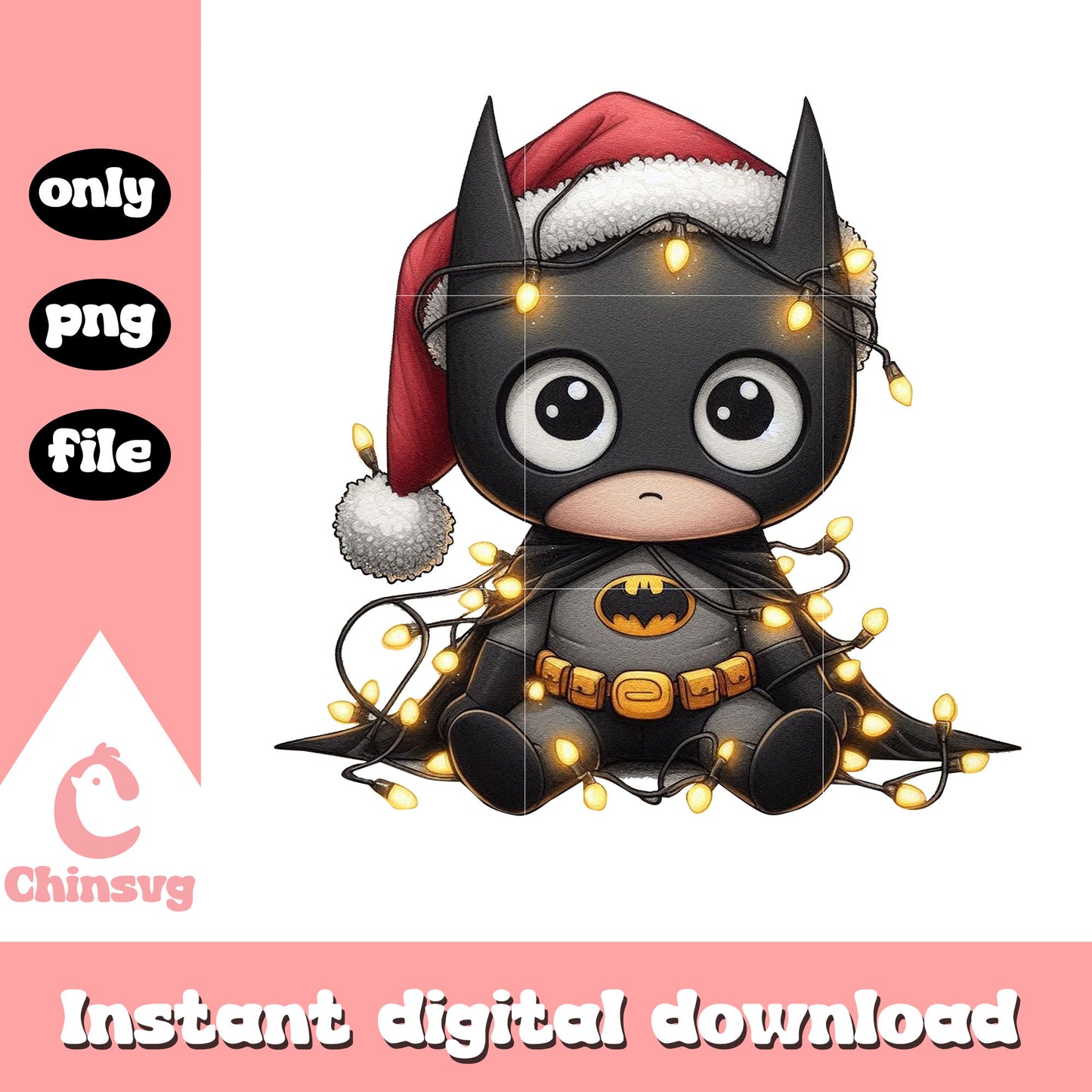 Batman christmas lights decorations png, christmas decor png