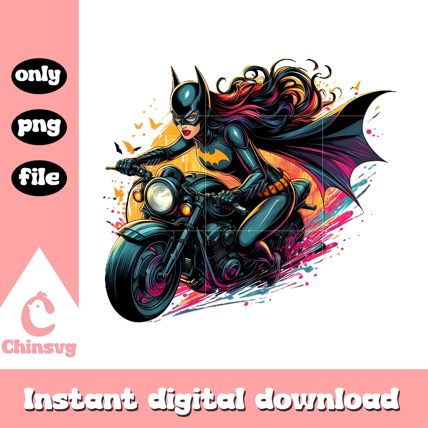 Bat woman driving motorbike png, the bat woman png