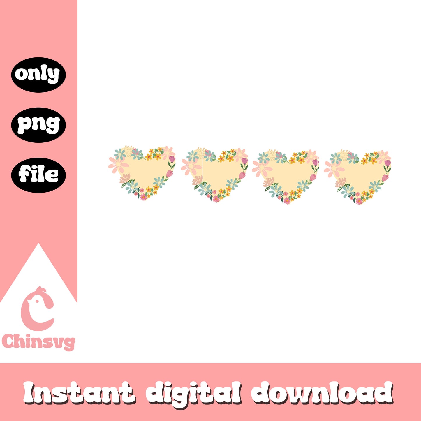 Beautiful flower heart design png, vintage flower png