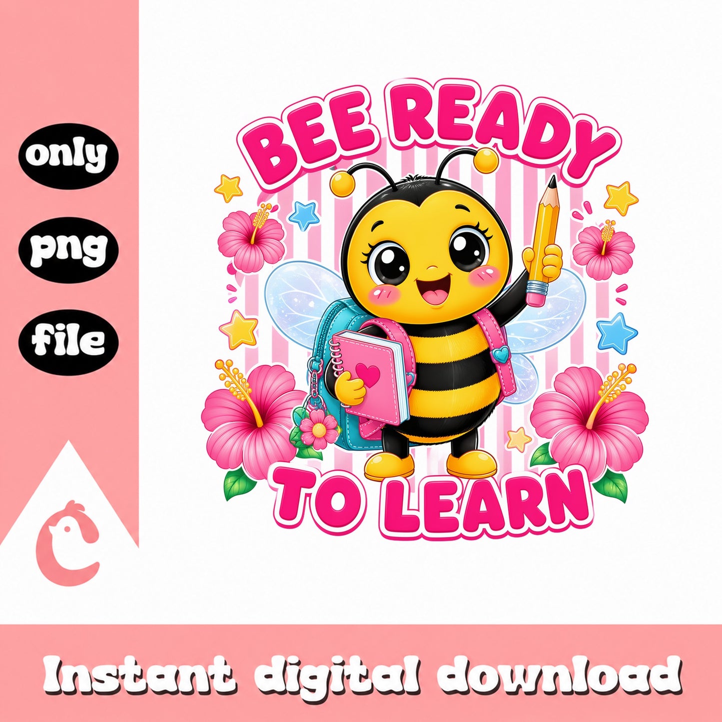 Bee Ready To Learn PNG, Back To School Bee, Cute Bee PNG