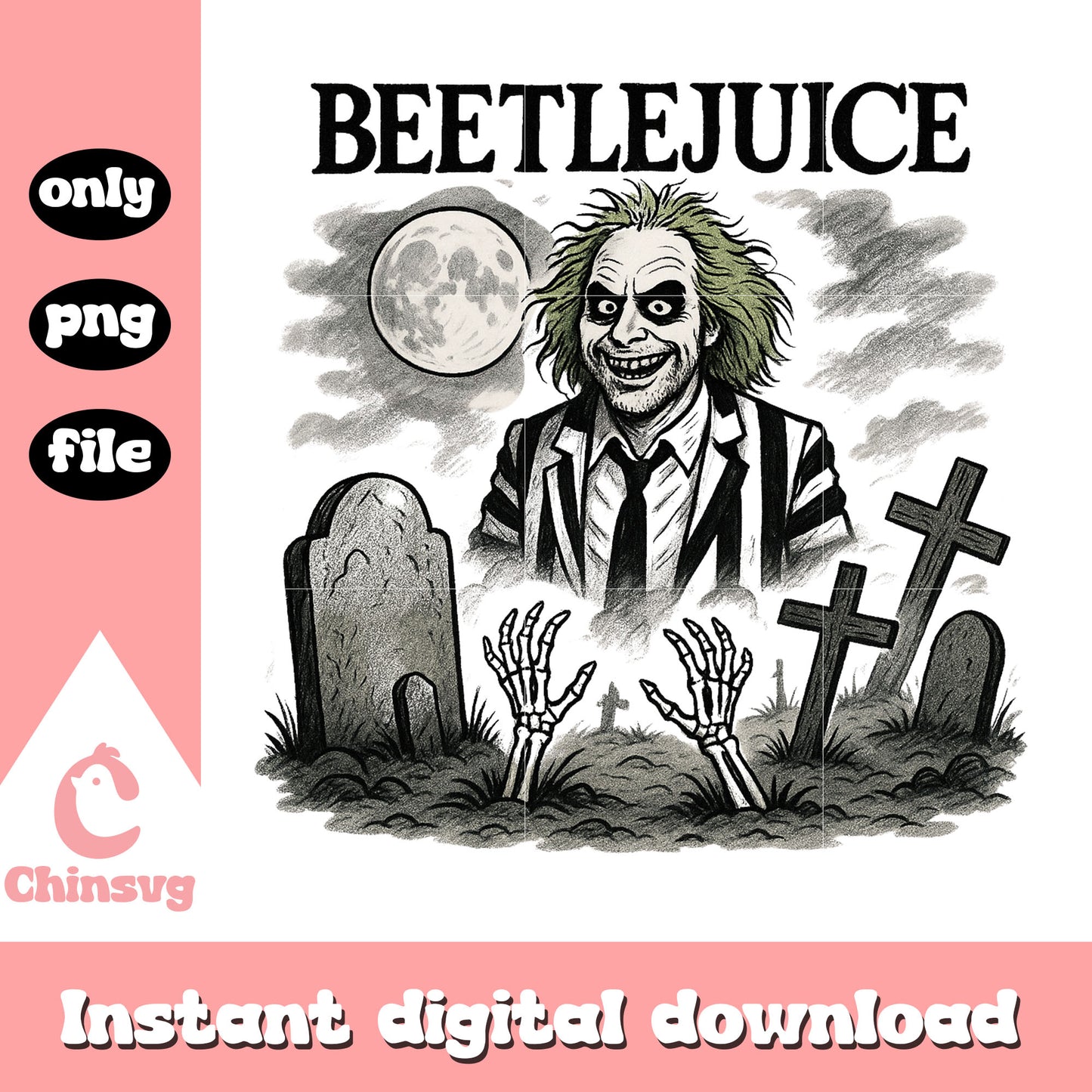 Beetlejuice halloween tombstone black white png, halloween decor png