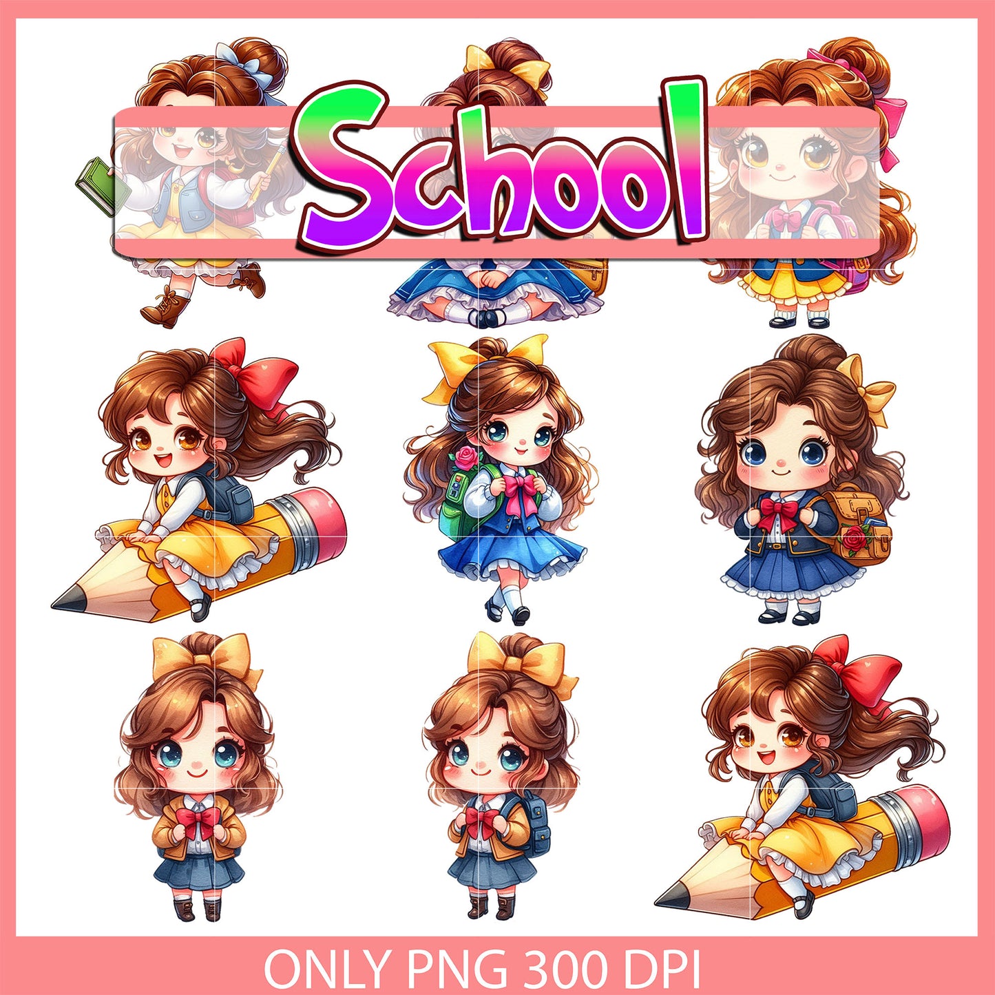 Belle back to school design bundle png, belle disney png