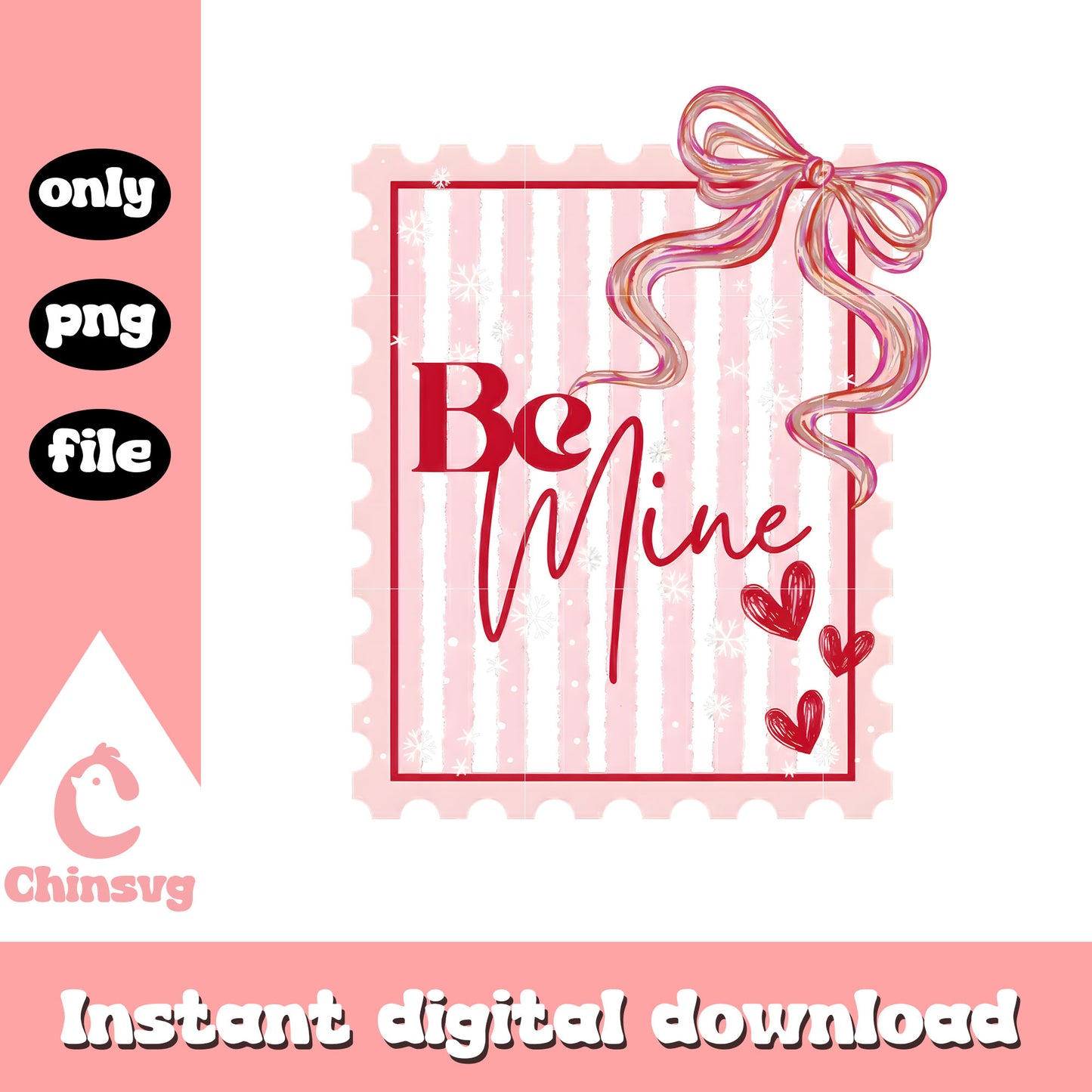 Be mine stamp bow design png, be mine valentine png, coquette bow png