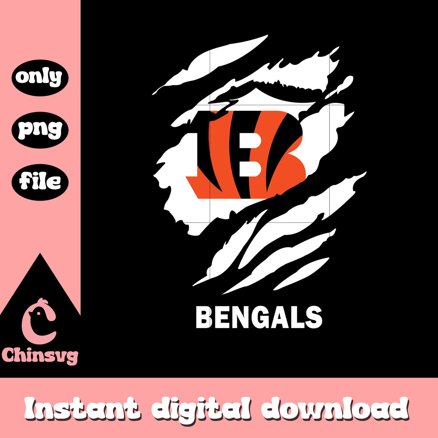 Bengals logo white paint png, cincinnati bengals nfl png