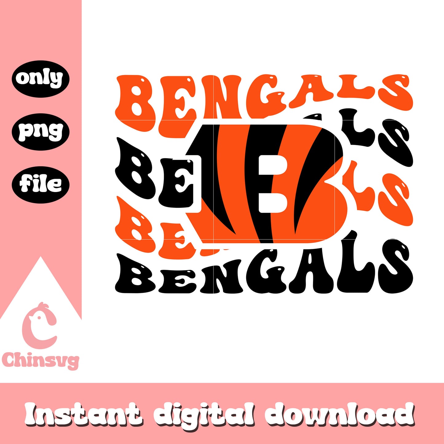 Bengals wave font design png, Cincinnati Bengals png