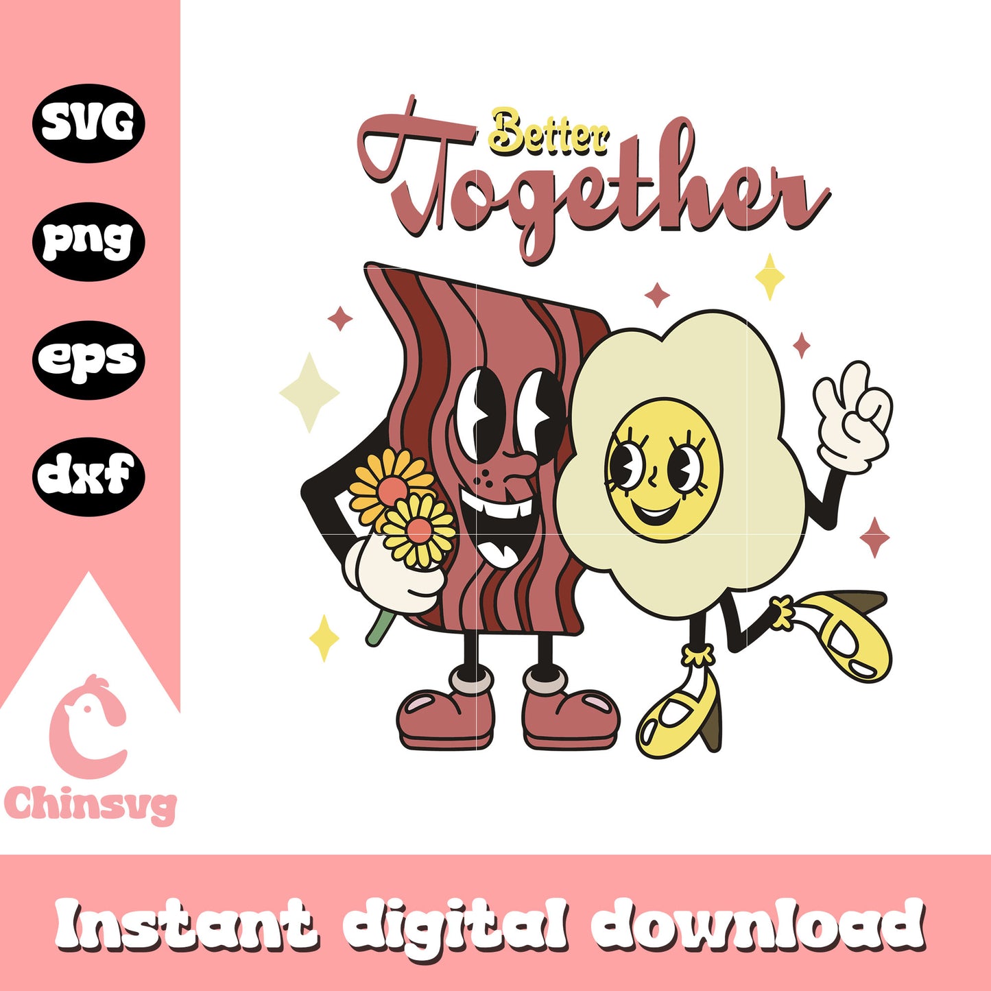Better together valentine couples svg, bacon and eggs svg