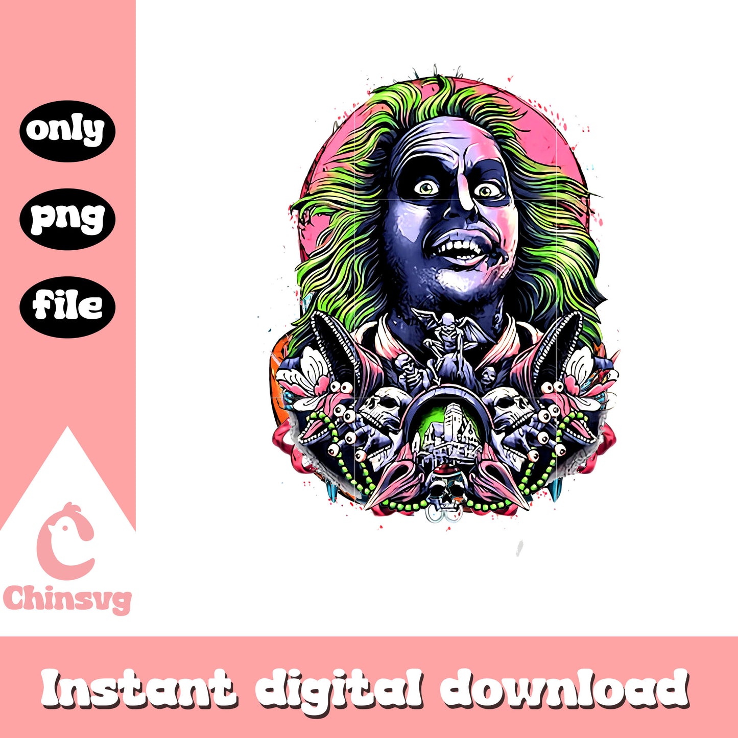 Bettlejuice face horror halloween png, horror movies png