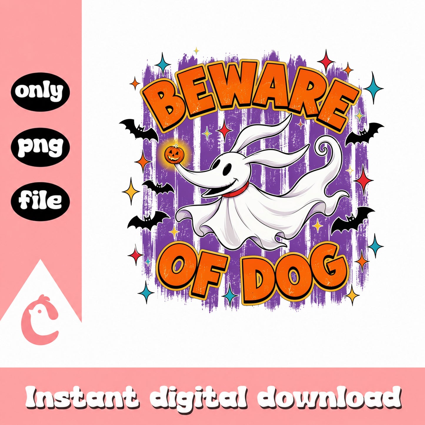 Beware Of Dog Halloween PNG, Zero Ghost Dog PNG, Halloween PNG