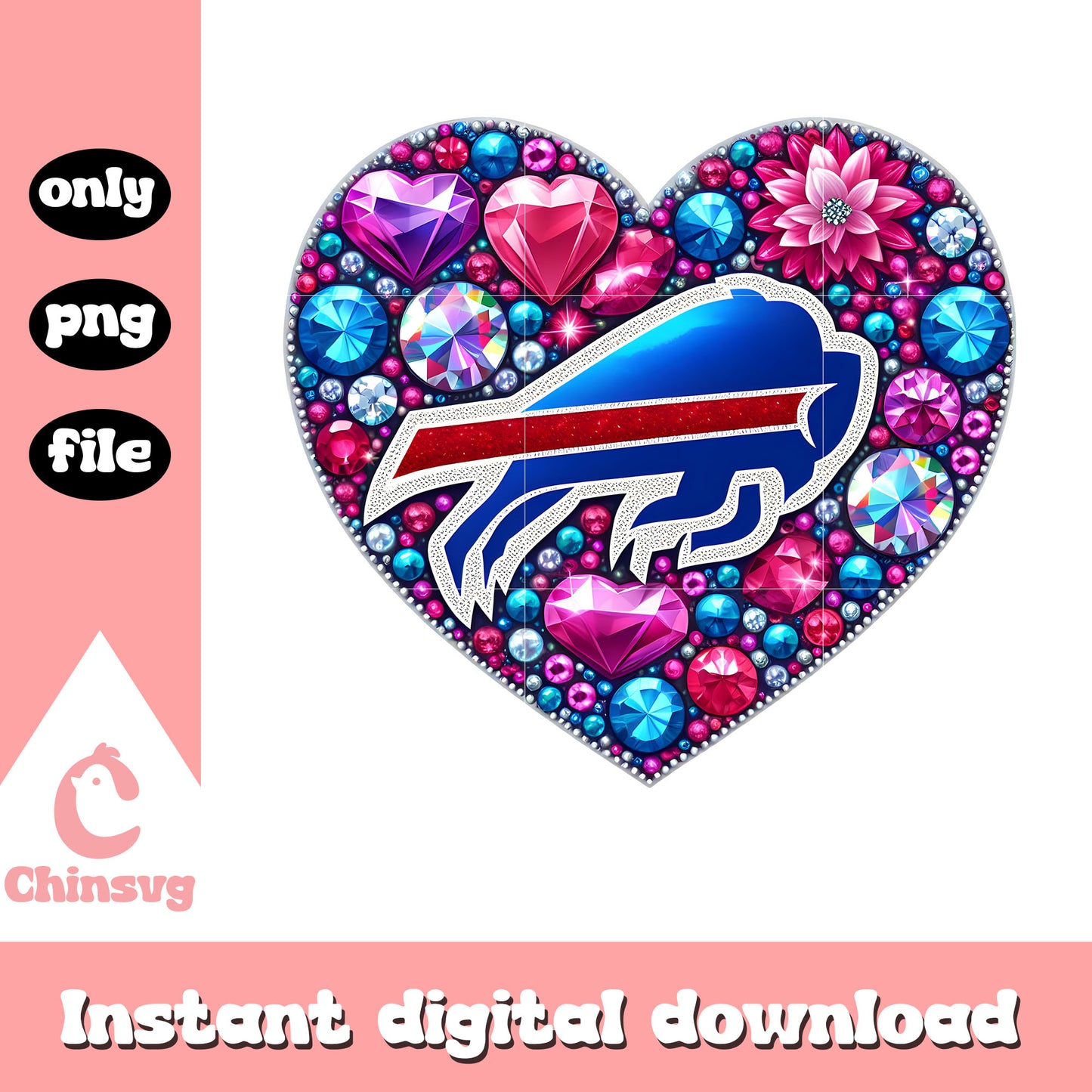 Bills diamon heart pink png, nfl news buffalo bills png