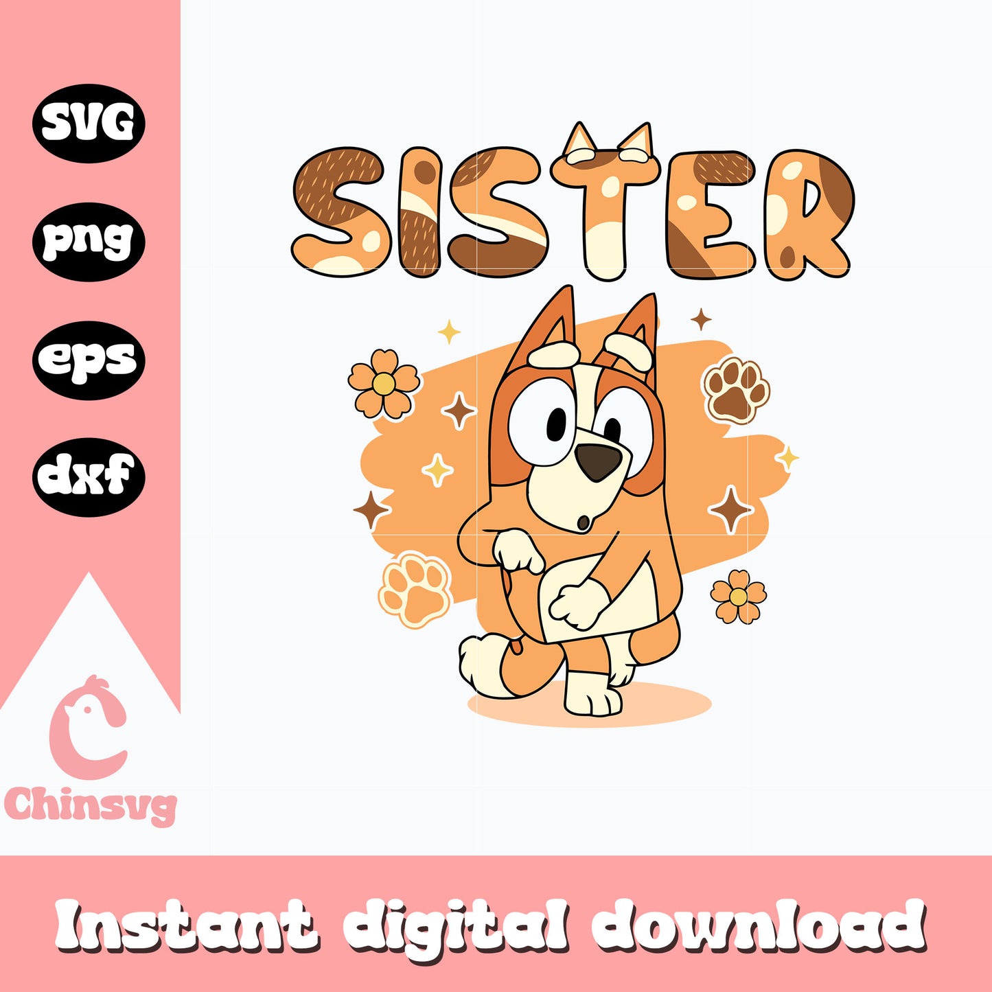 Bingo sister character svg, bluey cast svg, cartoon svg