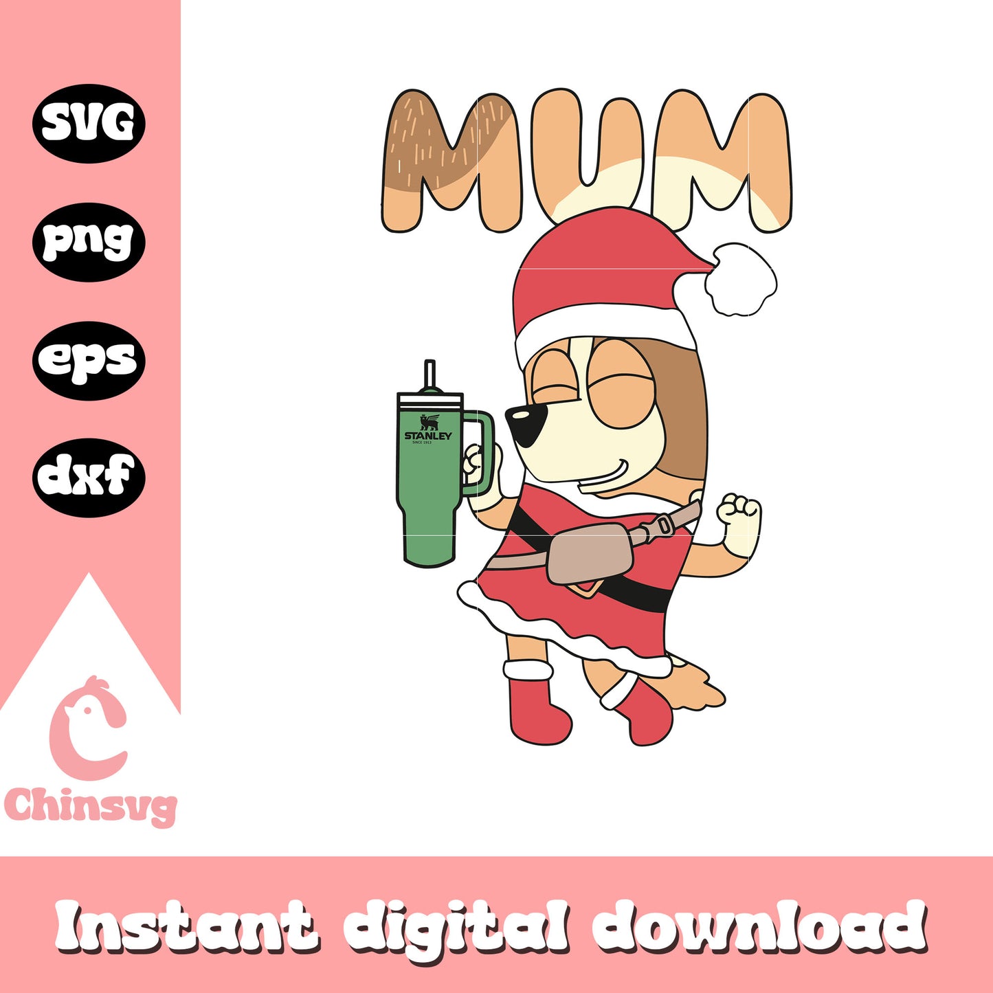 Bingo mum with stanley tumbler svg, bluey stanley cup svg