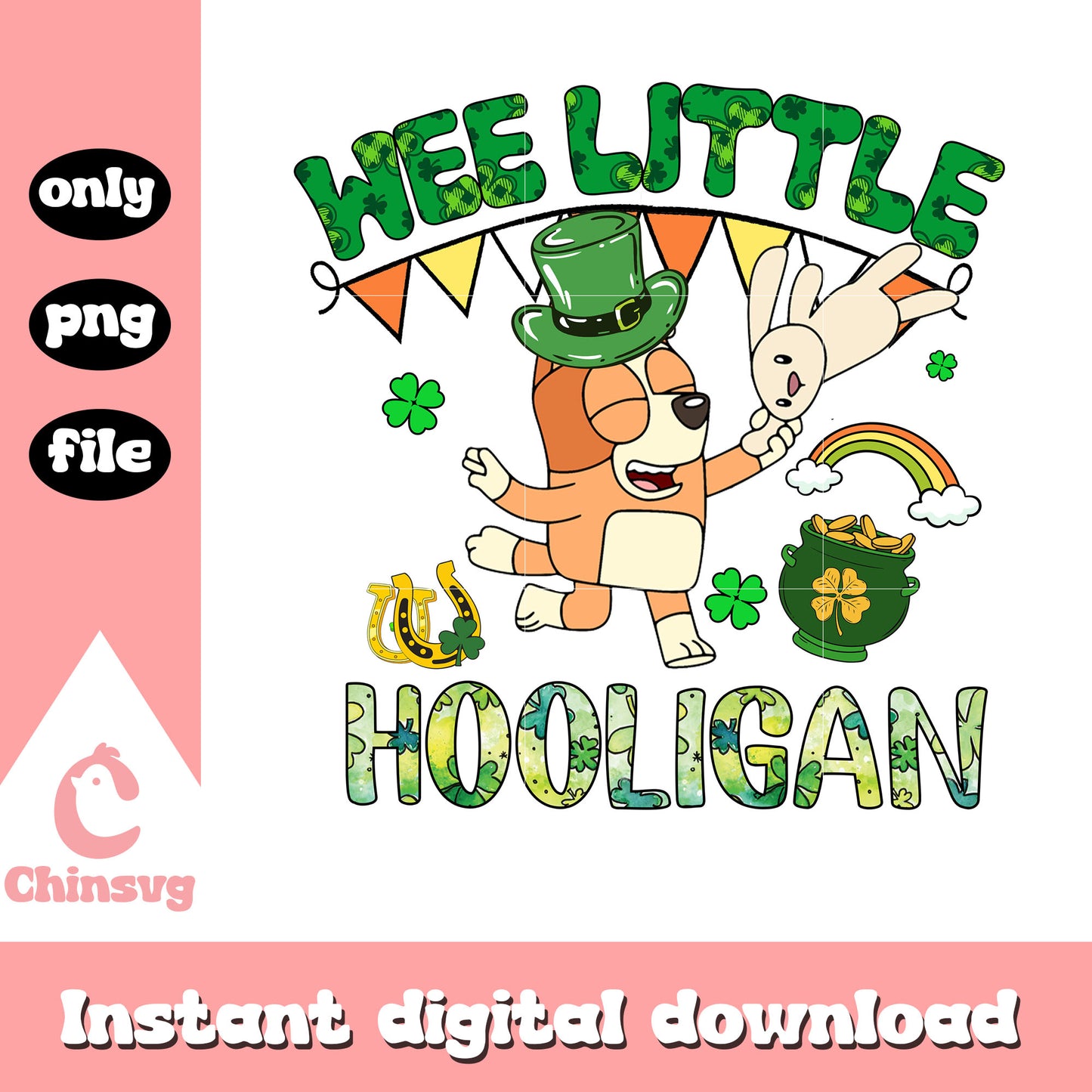 Bingo wee little hooligan png, cartoon png, saint patrick day png