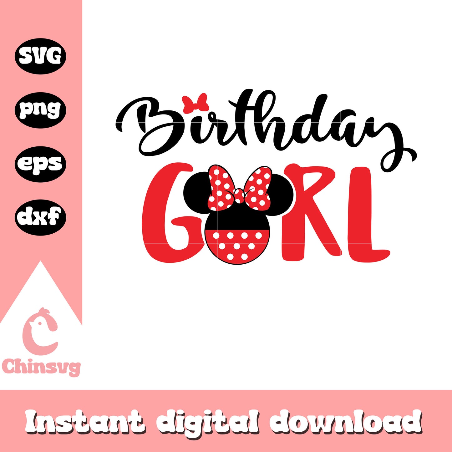 Birthday girl minnie head design svg, birthday girl svg
