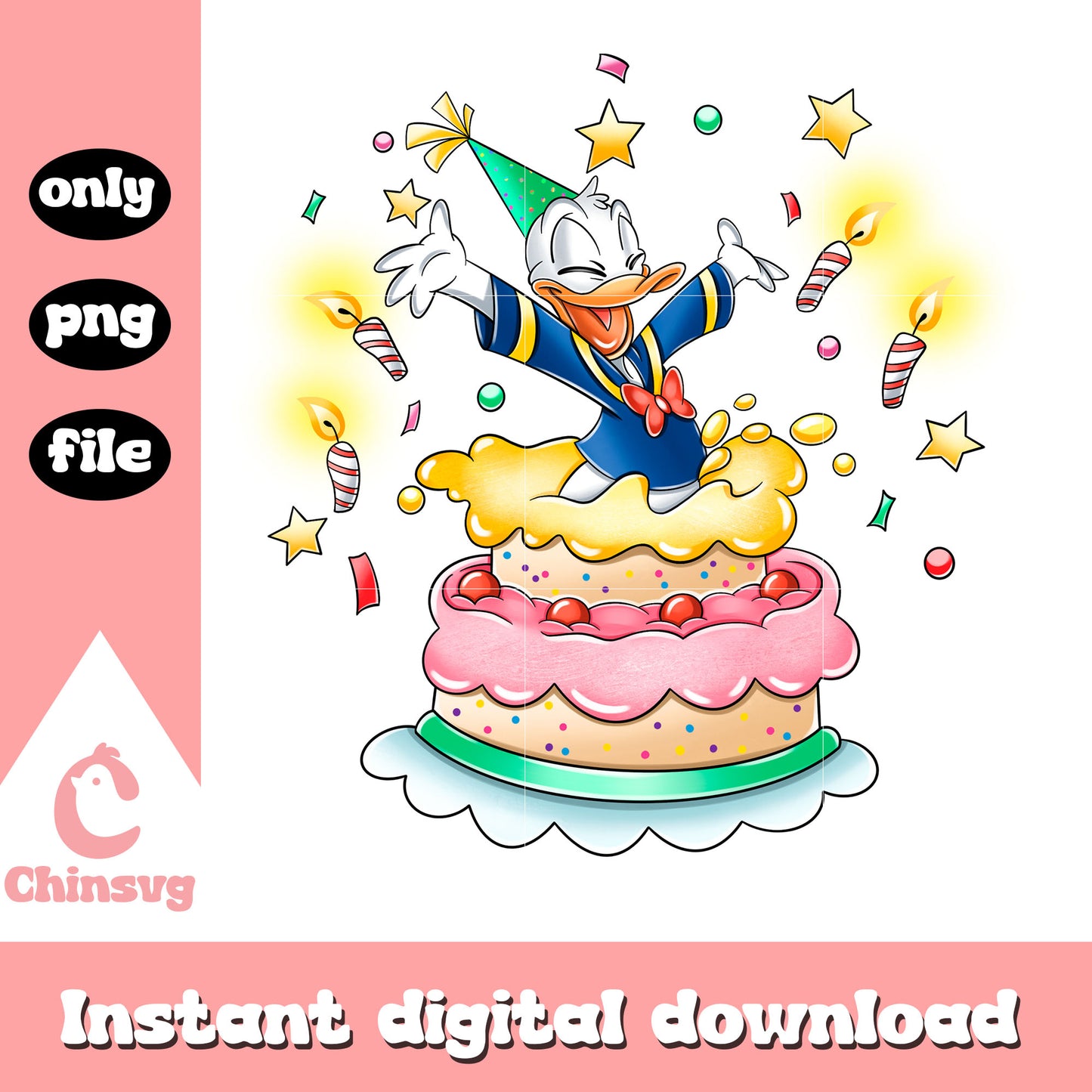 Birthday cake donald disney design png, disney donald duck png