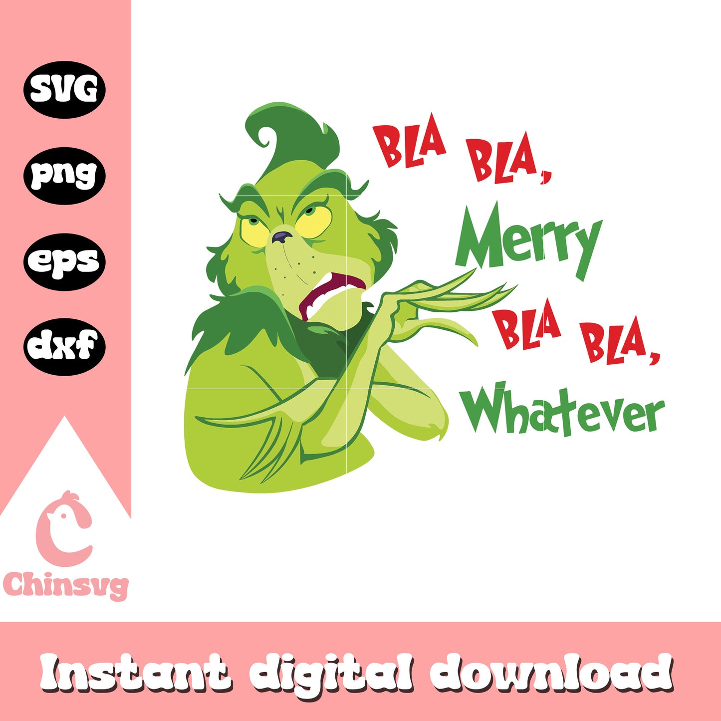 Bla bla grinch christmas design svg, grinch green svg