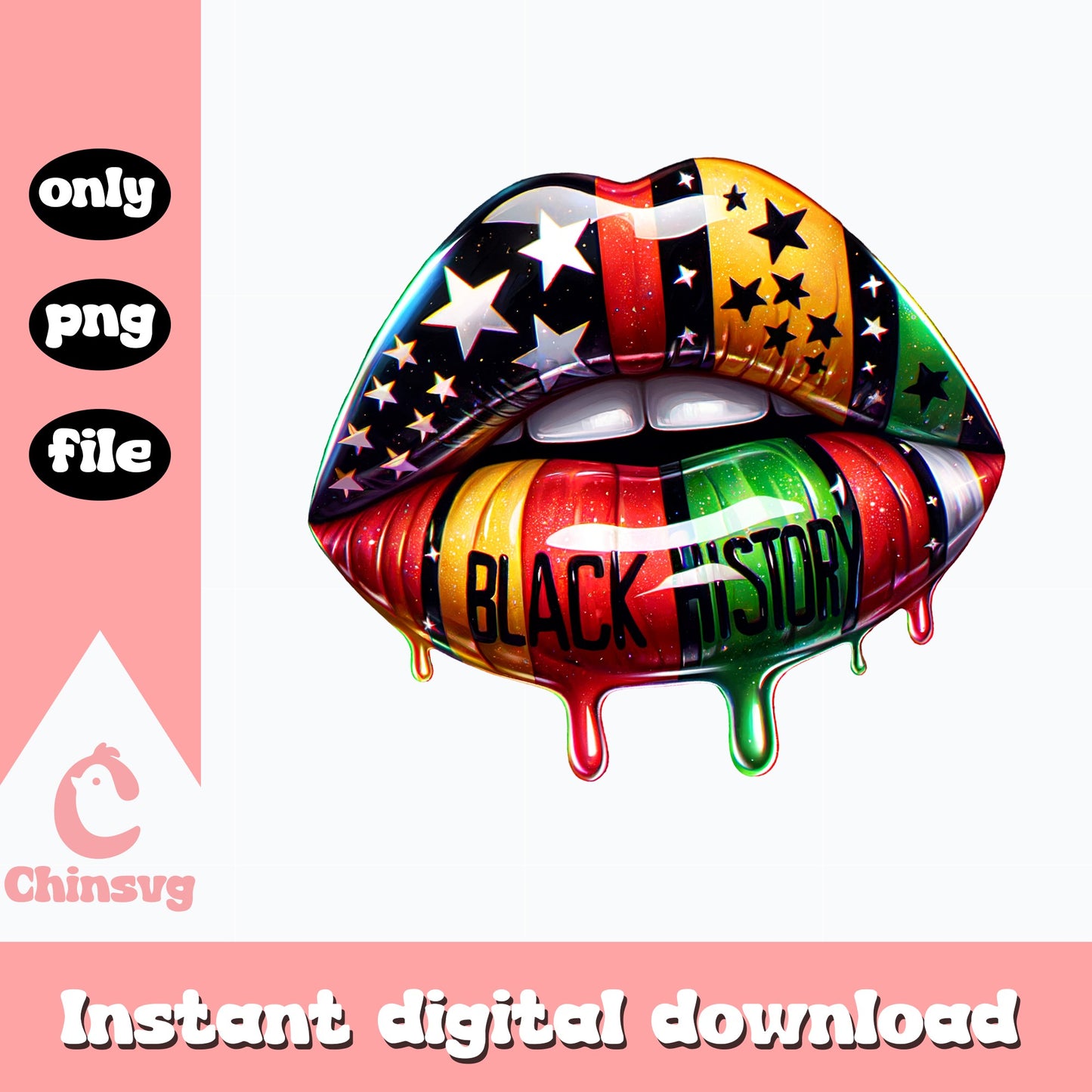 Black History Month Dripping Lips PNG, Juneteenth PNG, African American PNG