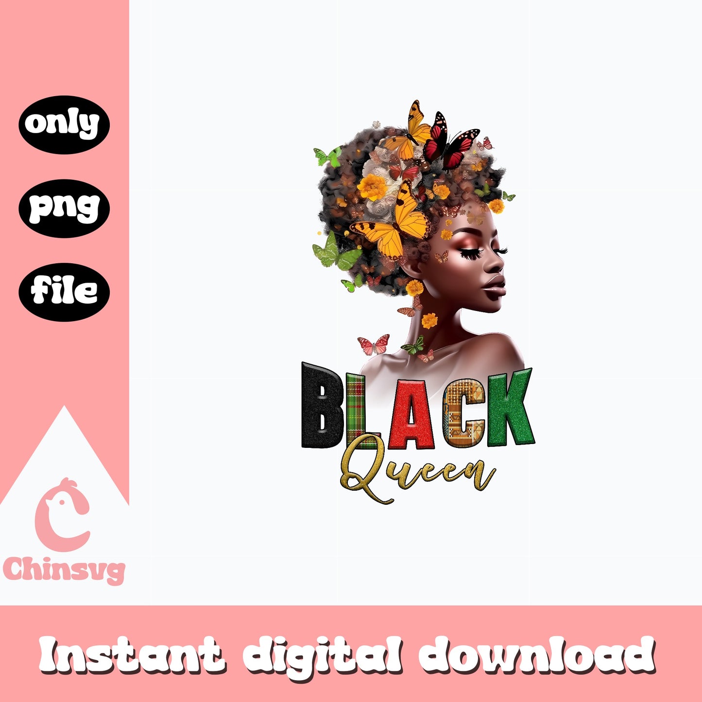 Black Queen Afro Woman PNG, Black Girl Magic PNG, Juneteenth PNG