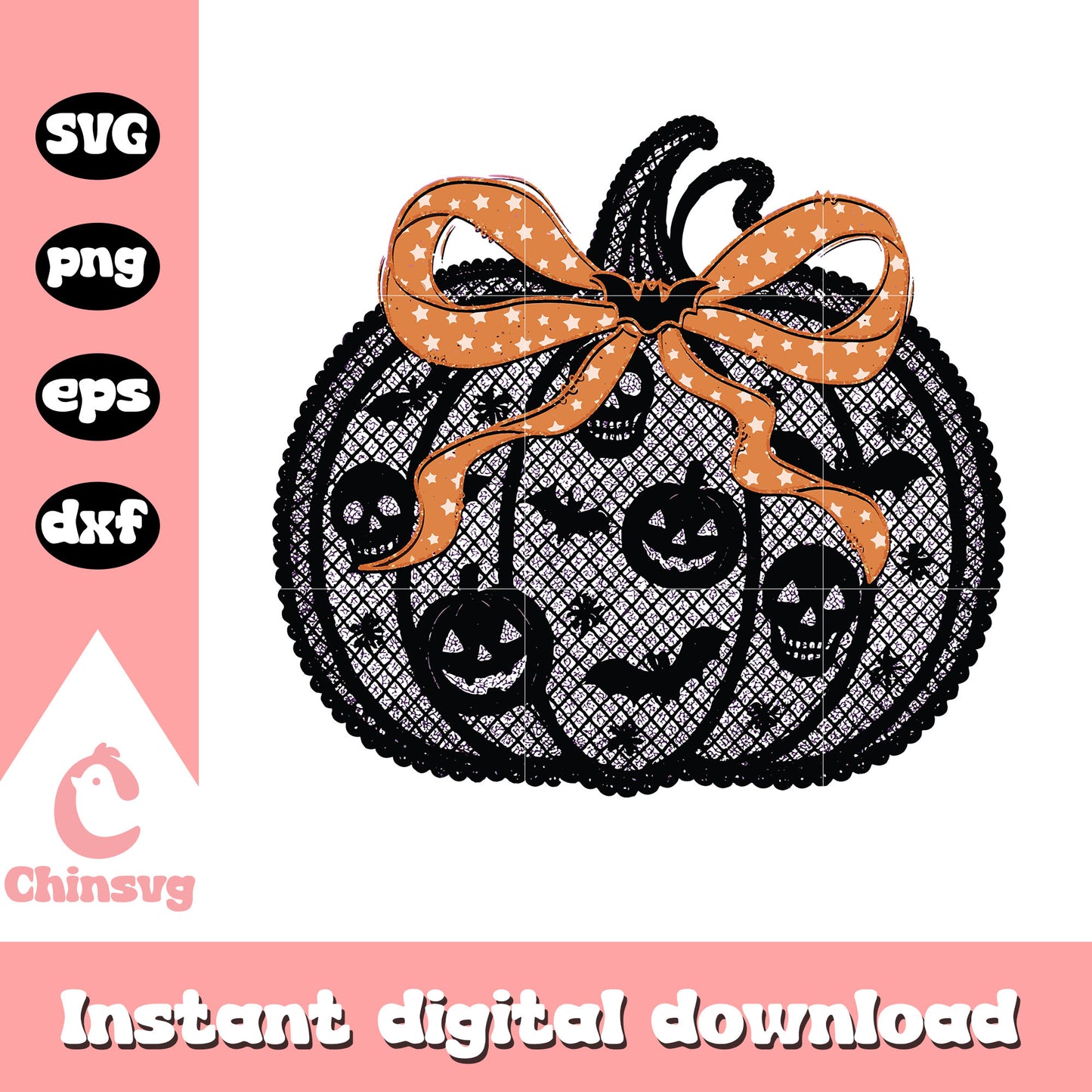 Black lace pumpkin coquette halloween design svg, pumpkin halloween svg