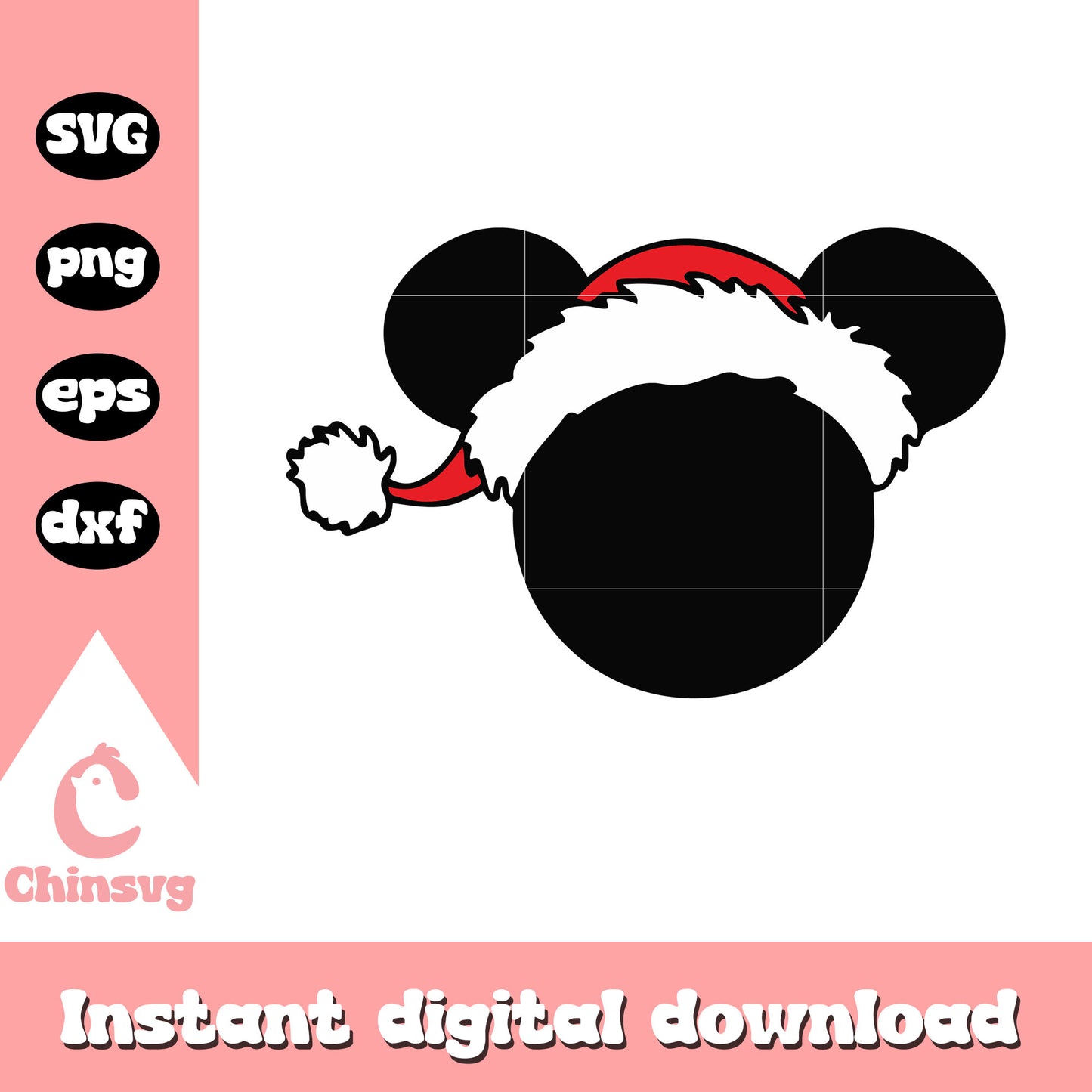 Black mickey head santa hat svg, mickey mouse christmas svg