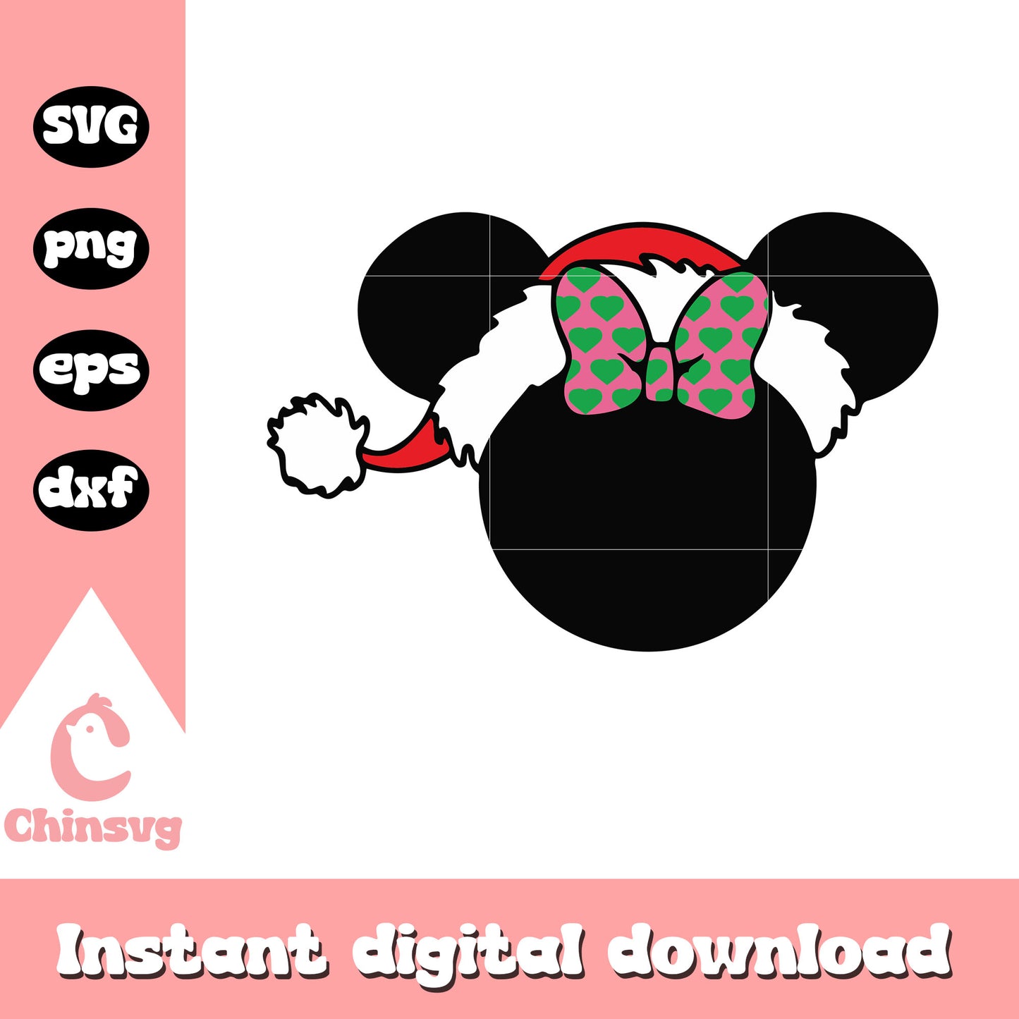 Black minnie head santa hat svg, minnie mouse christmas svg