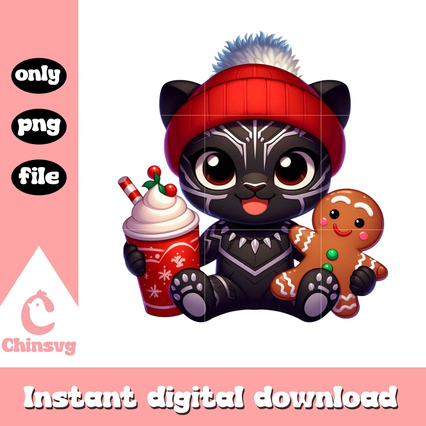 Black panther merry christmas png, christmas crafts png