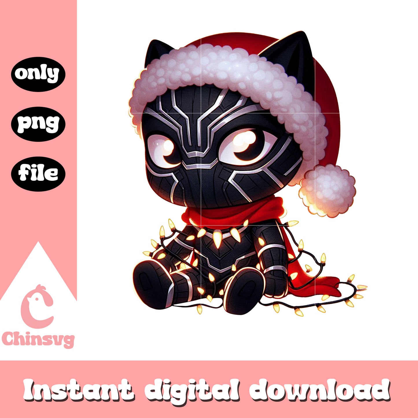 Black panther on christmas day png, christmas hat png