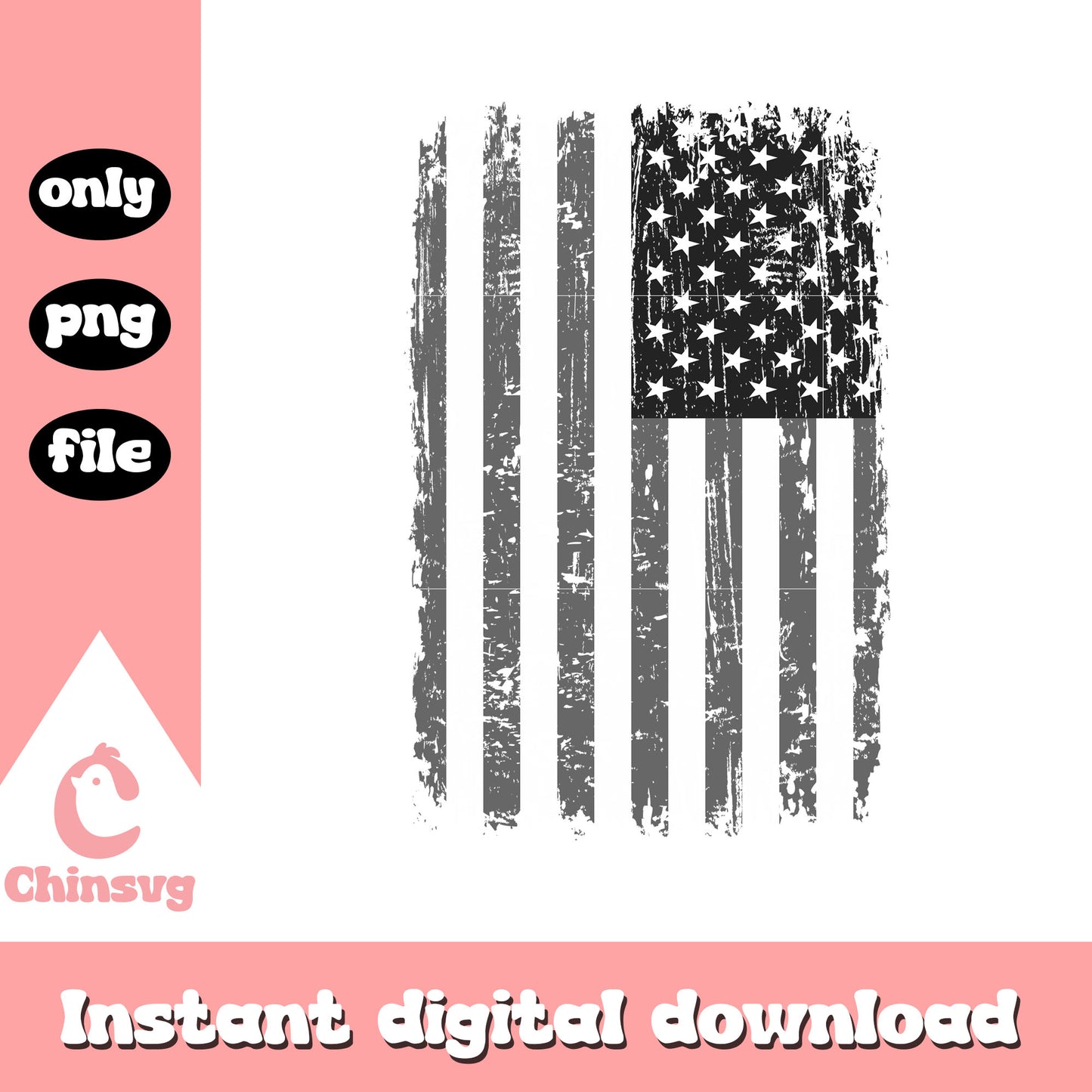 Black white america flag design png, national flag png