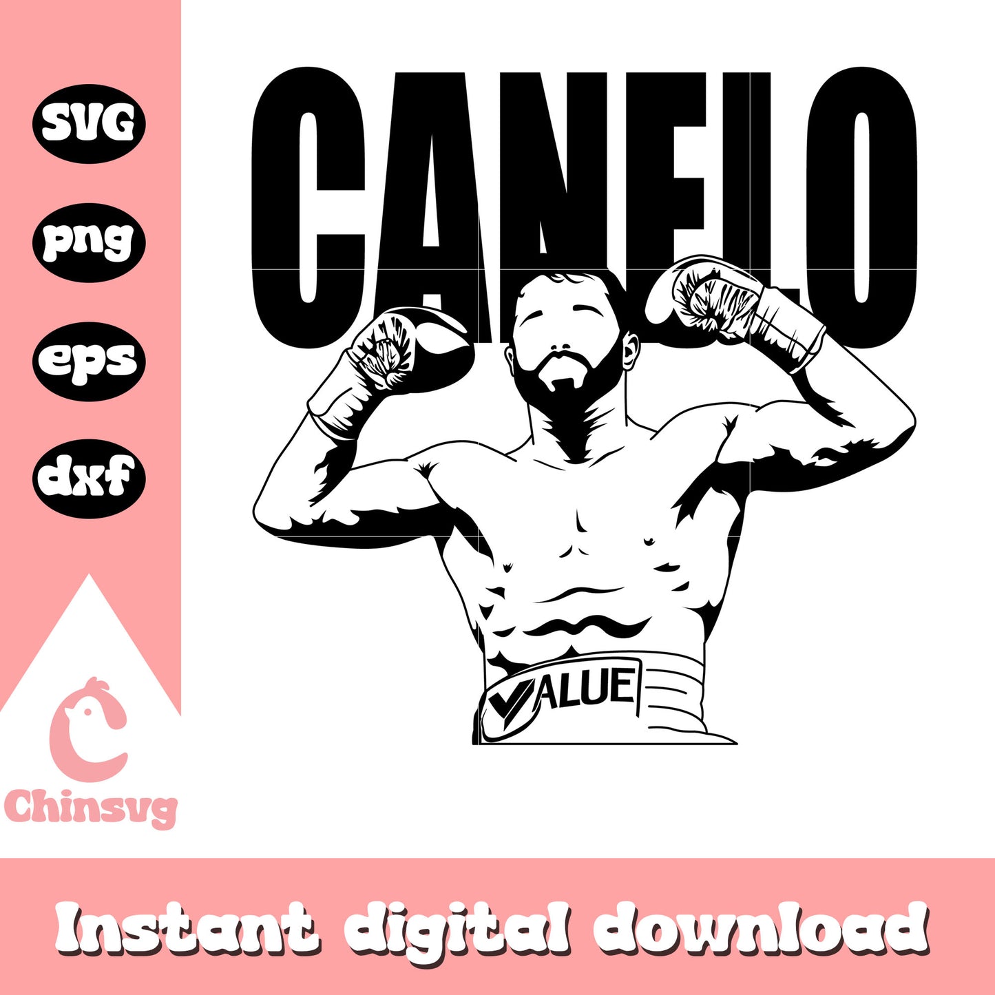 Black white canelo design svg, canelo mecican svg, boxing champion svg
