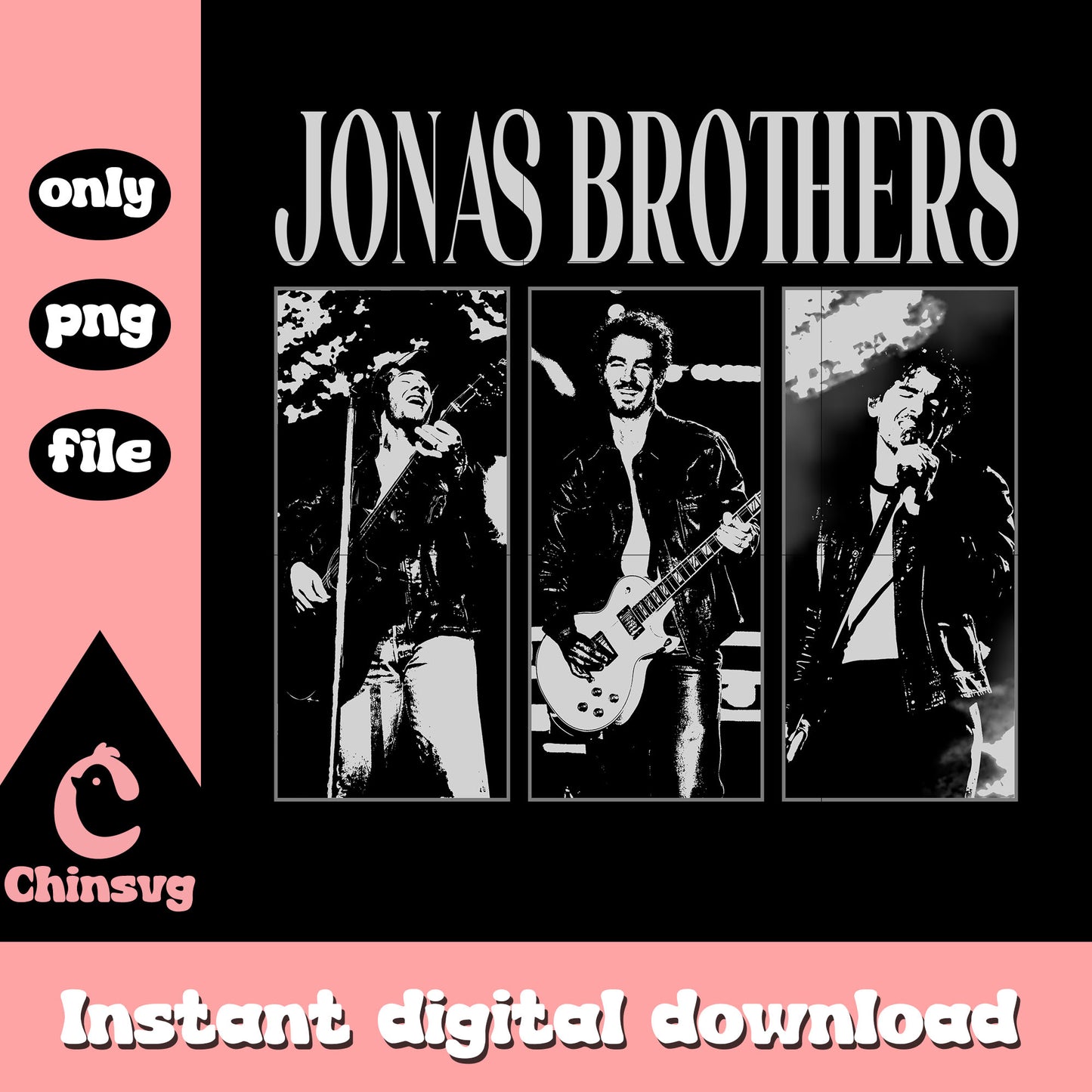 Black white jonas brothers frame png, concert jonas brothers png