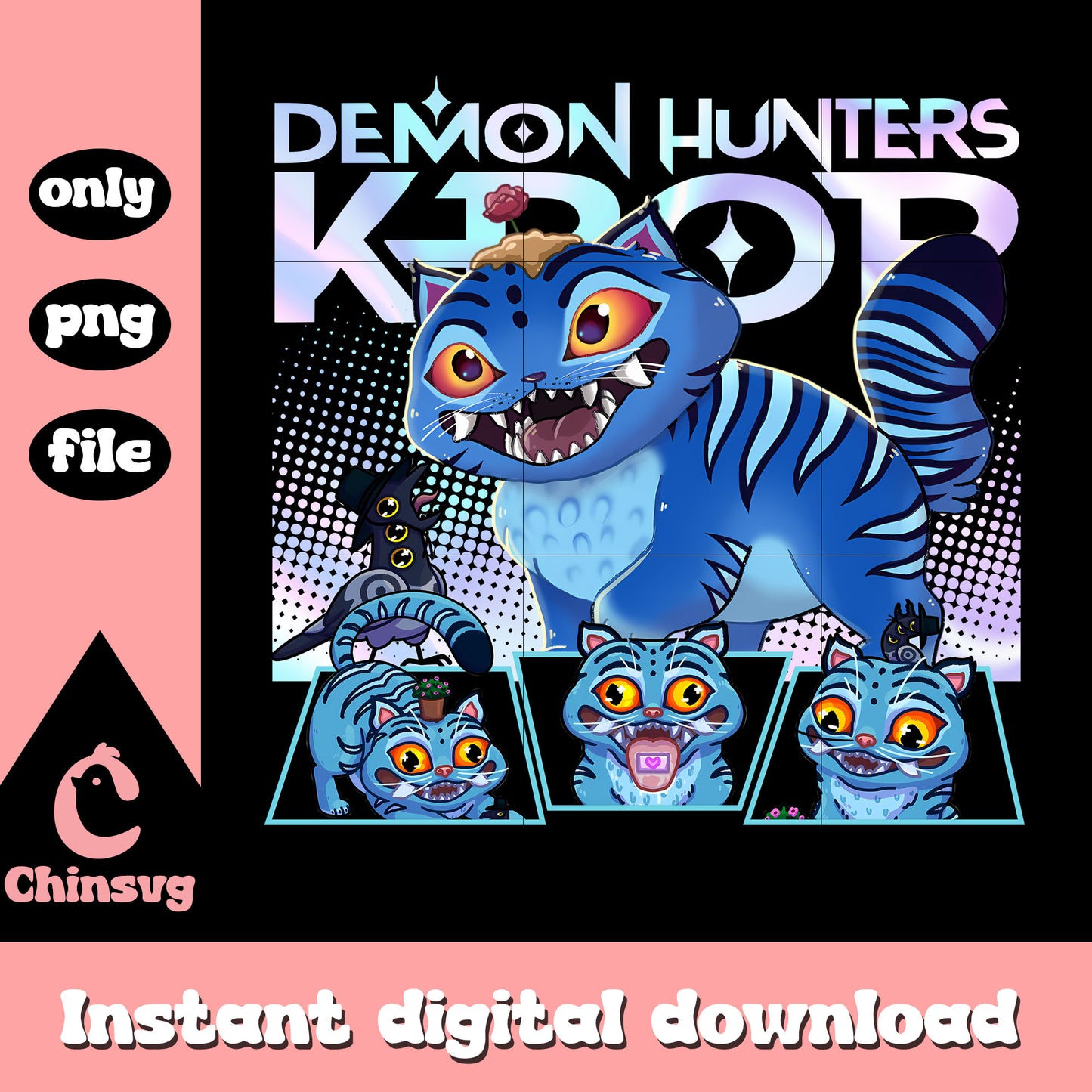 Blue derpy tiger kpop demon hunters png, blue tiger png