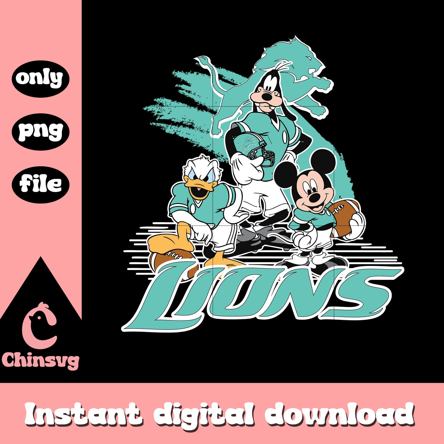 Blue disney detroit lions png, detroit lions team png