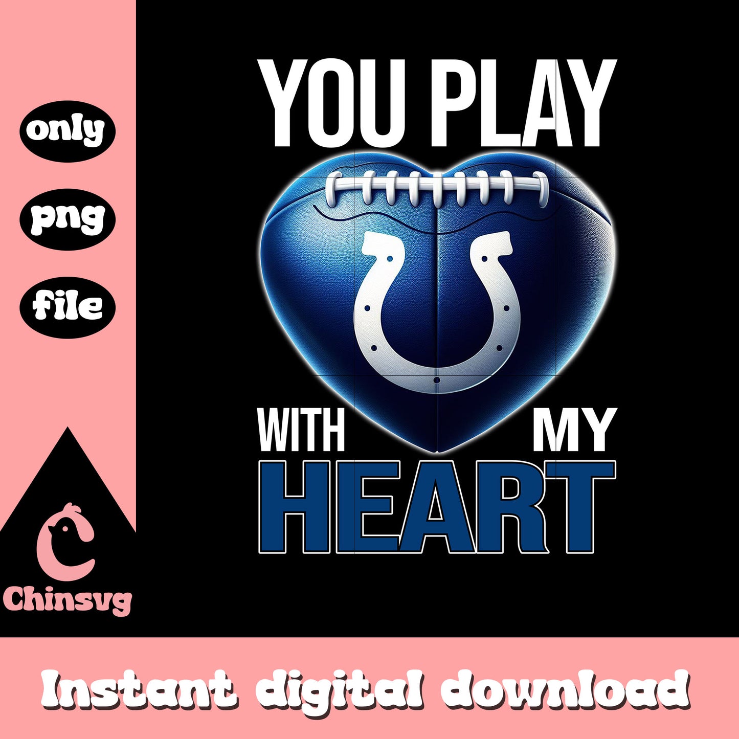 Blue heart colts design png, nfl football indianapolis colts png