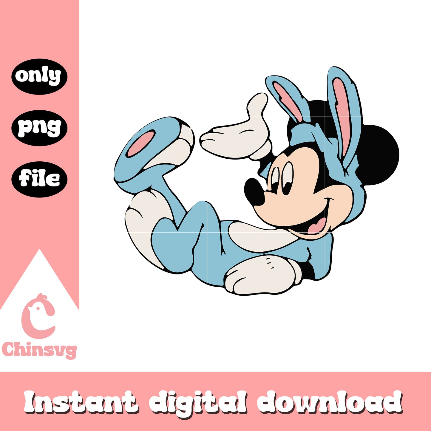 Blue mickey bunny design png, easter mickey png, easter day png