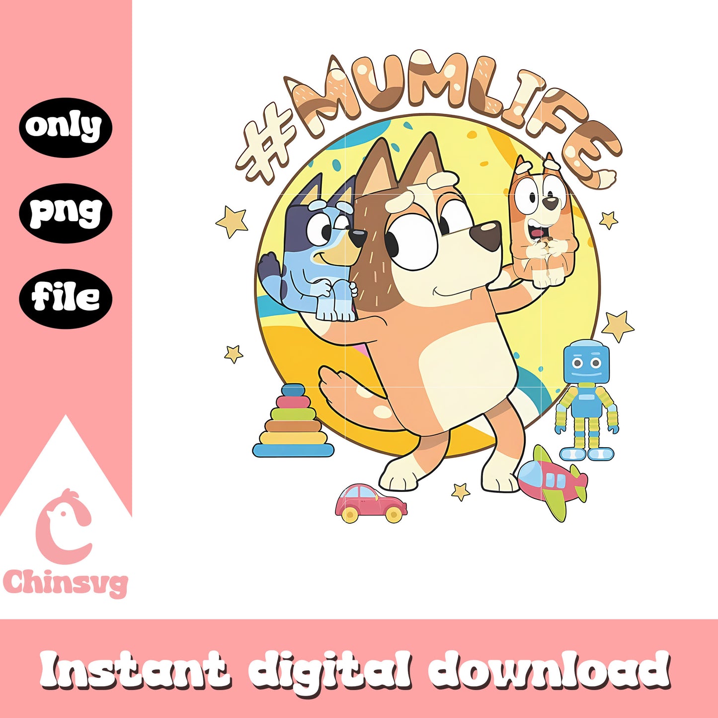 Bluey Bingo play with mom png, mum life png, Chilli png