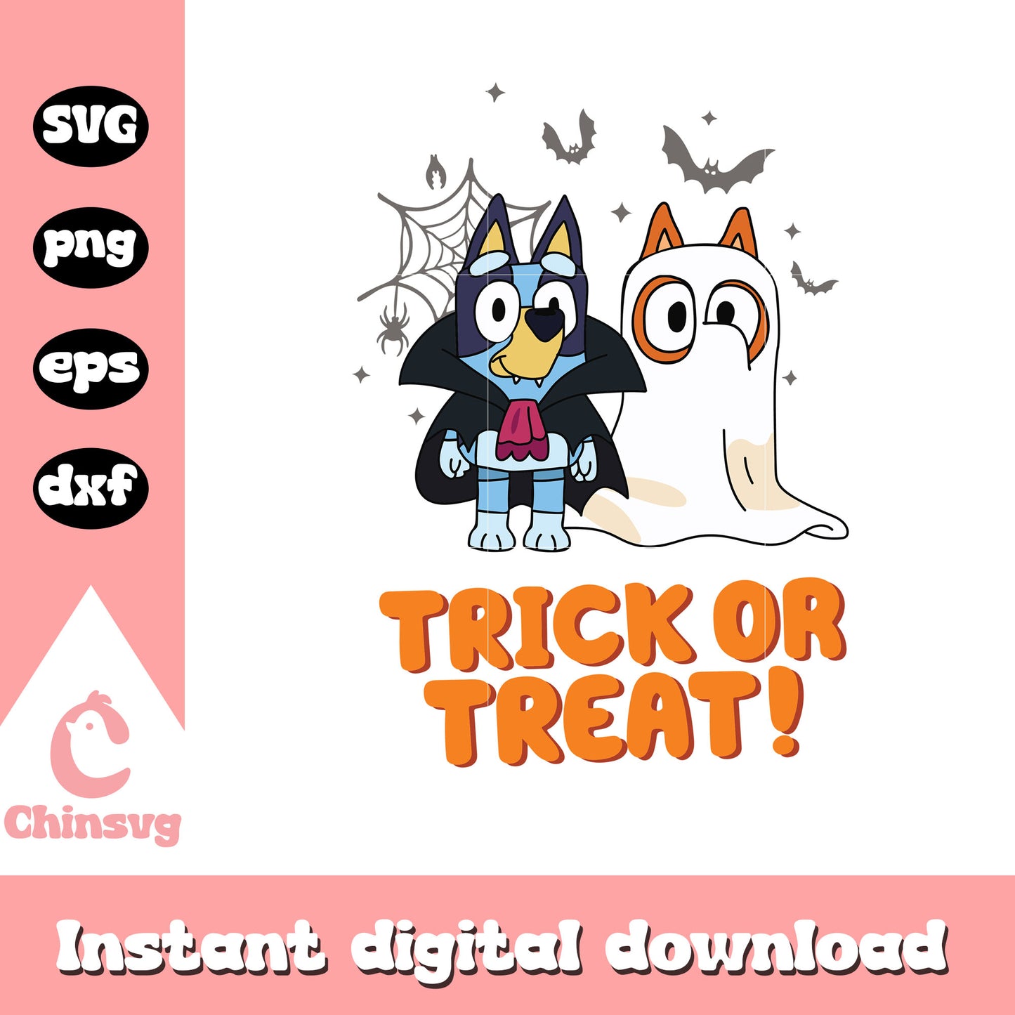 Bluey Bingo trick or treat halloween svg, bluey halloween costume svg