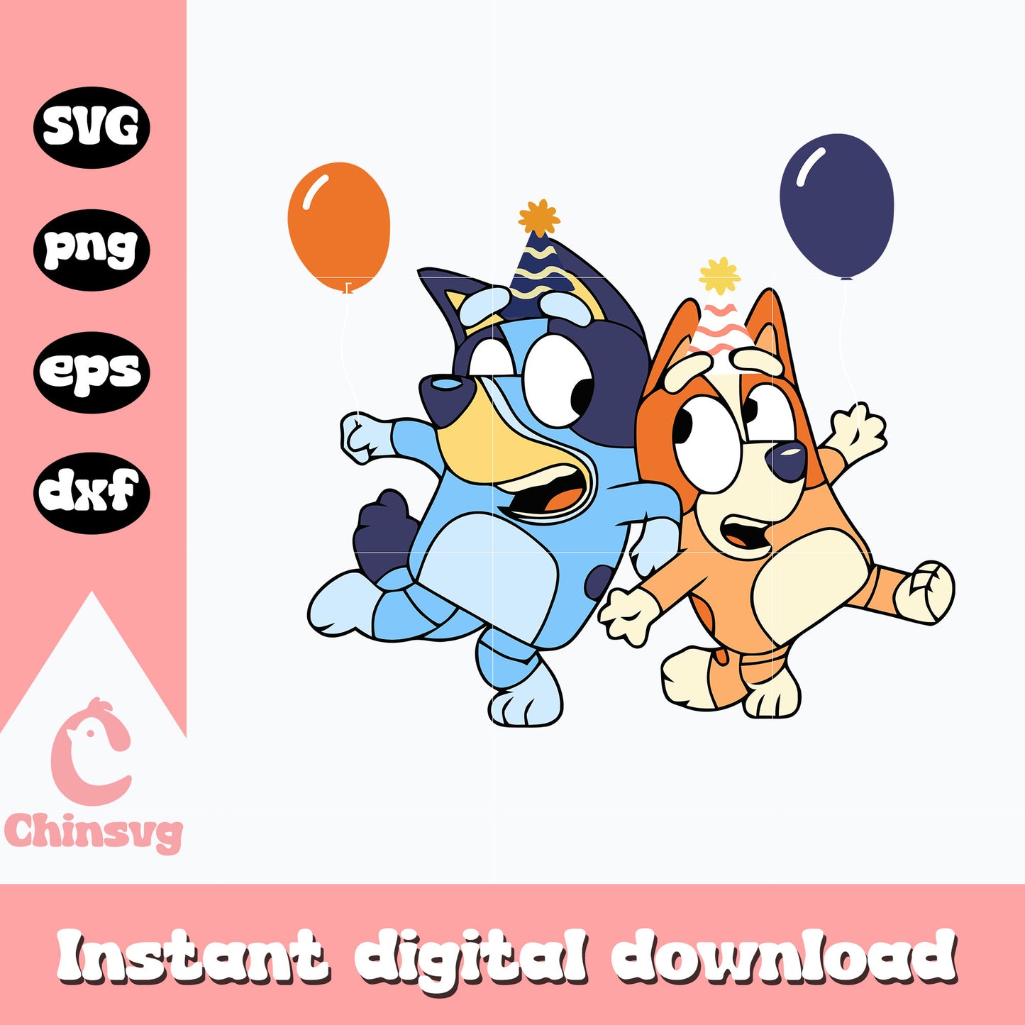Bluey and bingo birthday svg, birthday svg, bluey svg