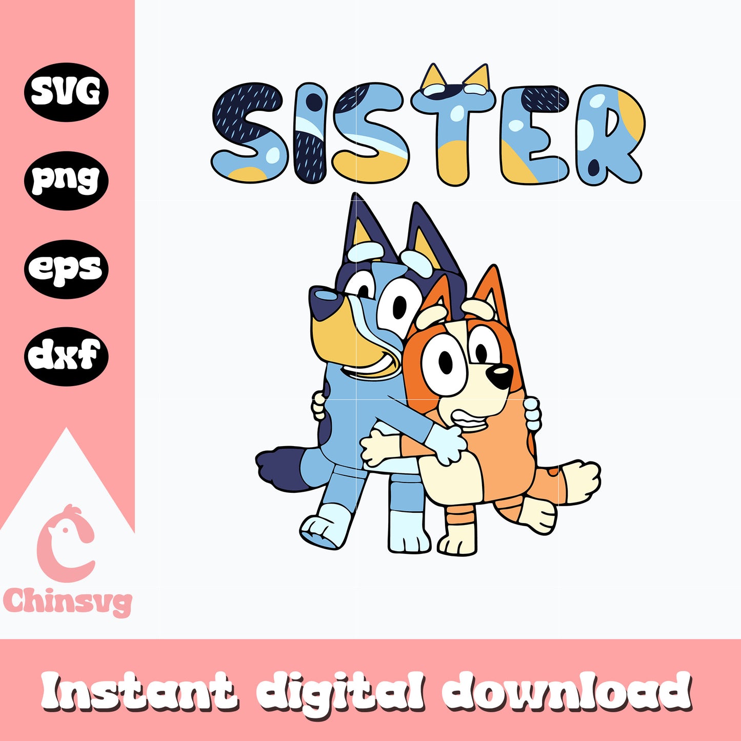 Bluey and bingo sister character svg, bluey bingo svg, bluey svg