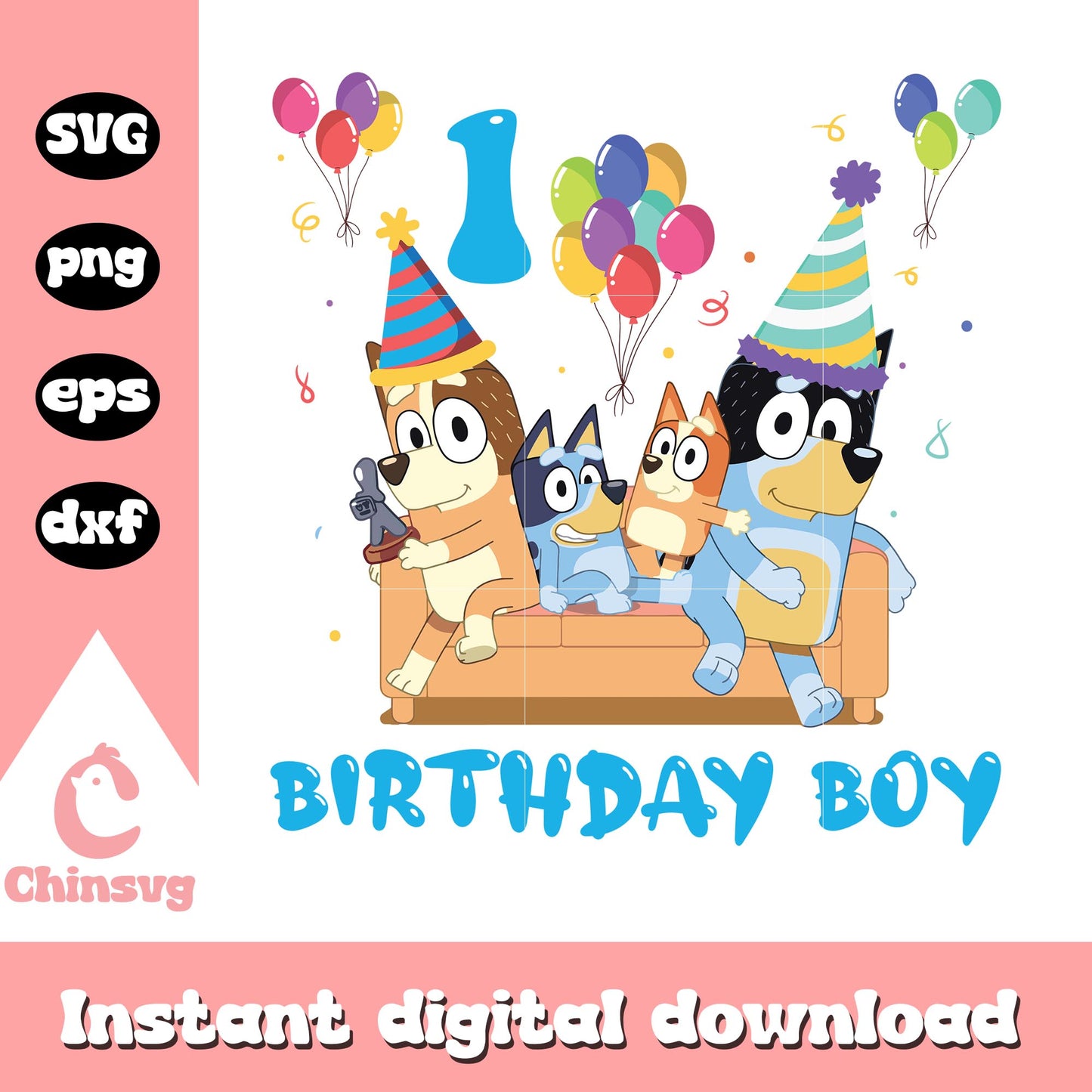 Bluey birthday boy svg, bluey svg, bluey family svg