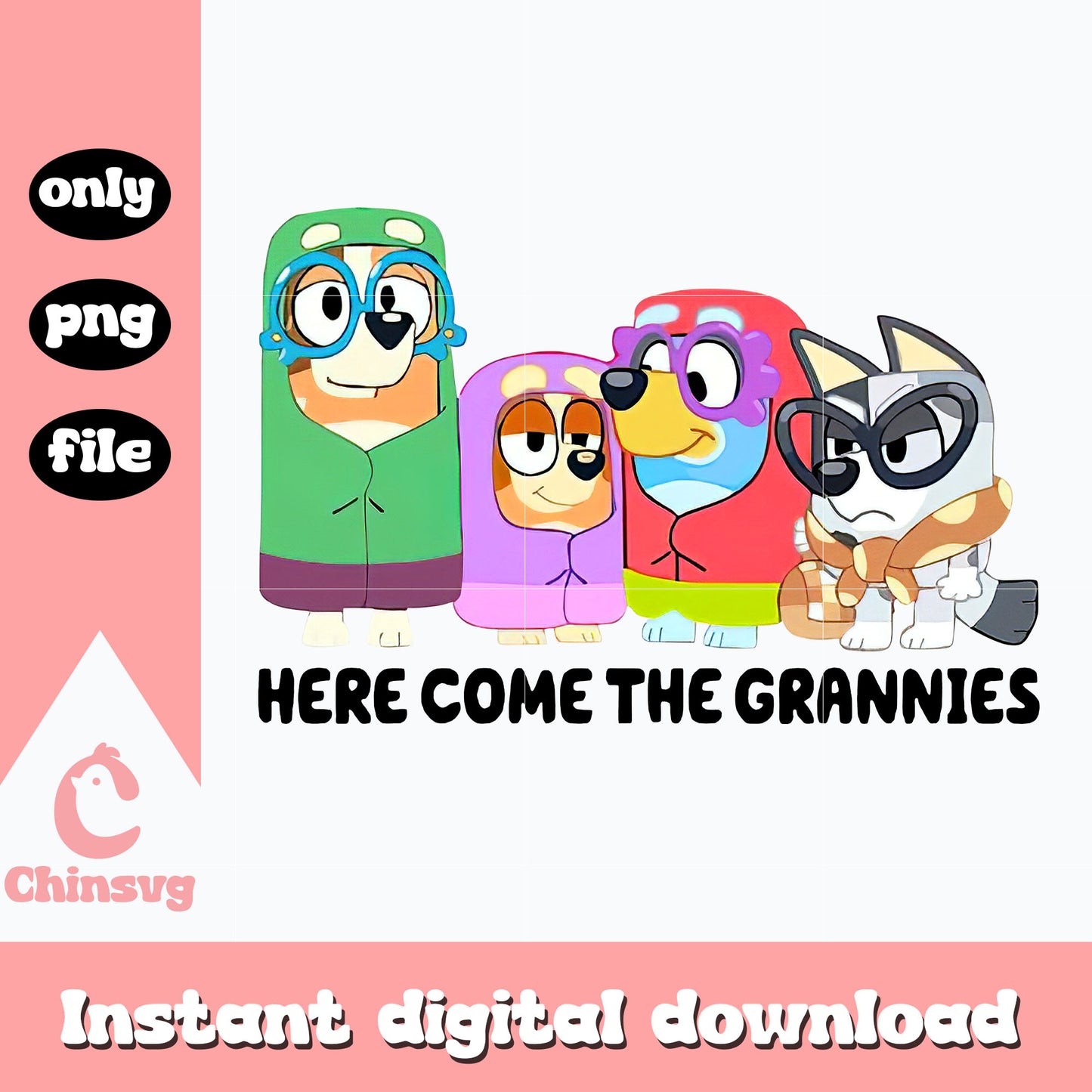 Bluey here come the grannies png, bluey png, cartoon png