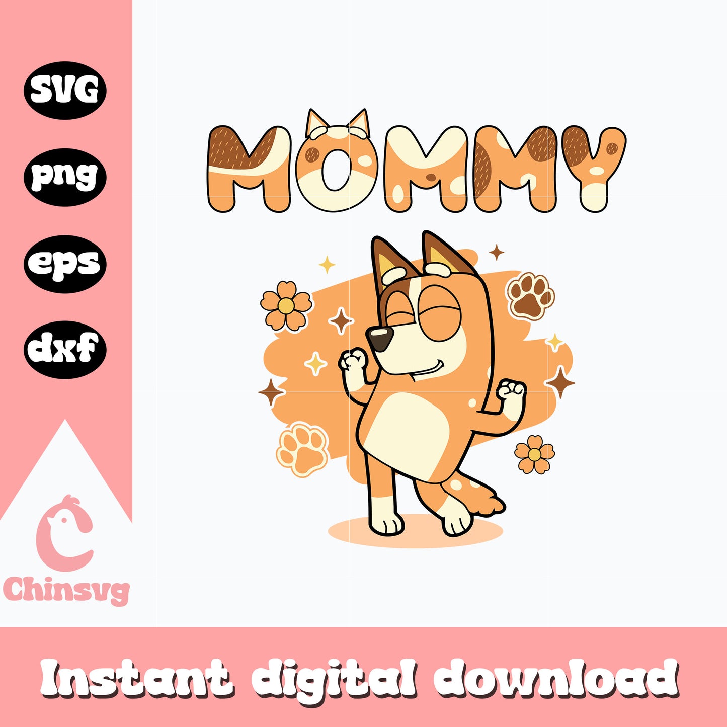 Bluey mommy character svg, bluey cast svg, cartoon svg