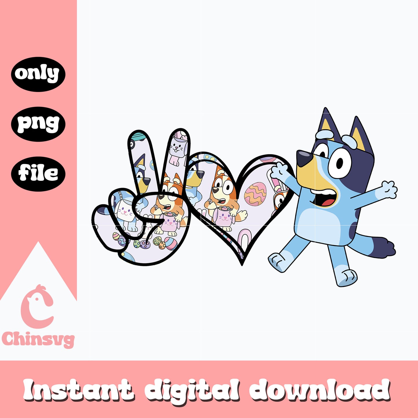 Bluey peace love png, bluey png, cartoon png